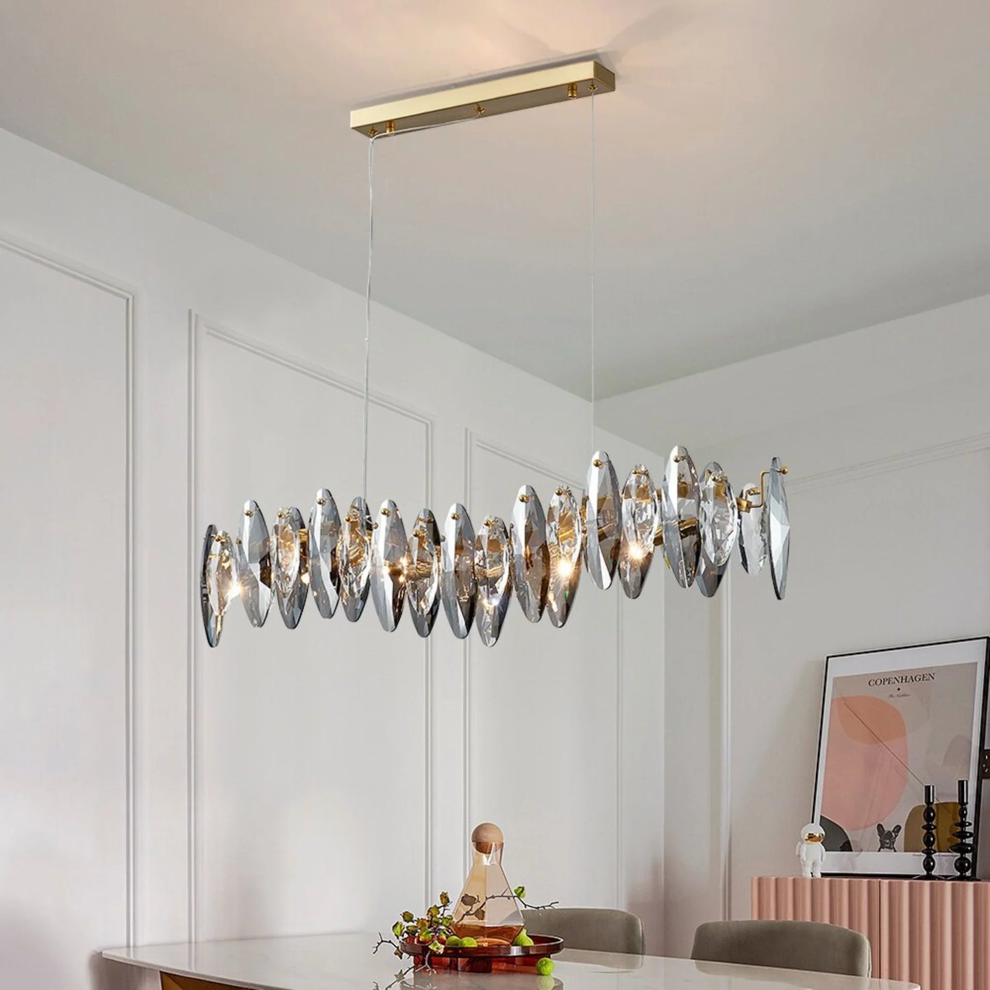 Arno Wave Chrome Crystal Chandelier - Pendant Lights | Lucera Lighting