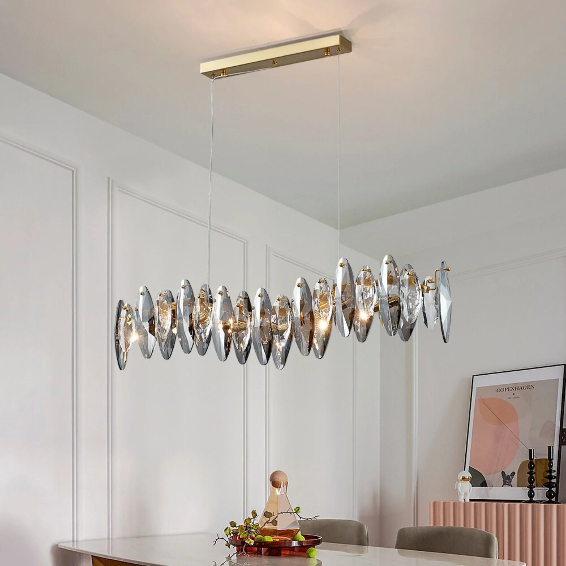 Arno Wave Chrome Crystal Chandelier - Pendant Lights | Lucera Lighting