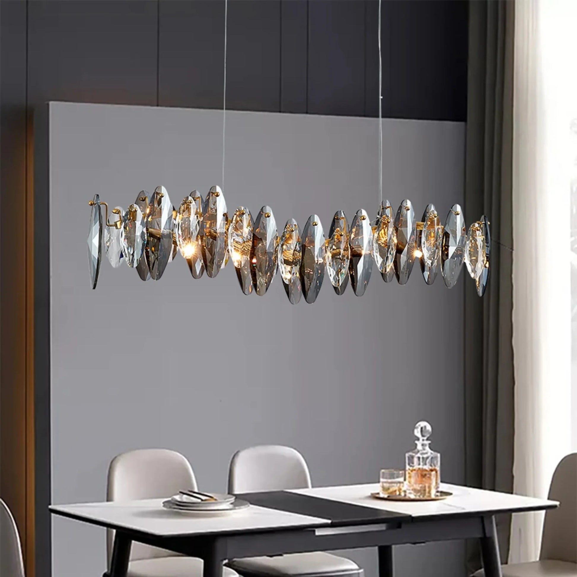 Arno Wave Chrome Crystal Chandelier - Pendant Lights | Lucera Lighting