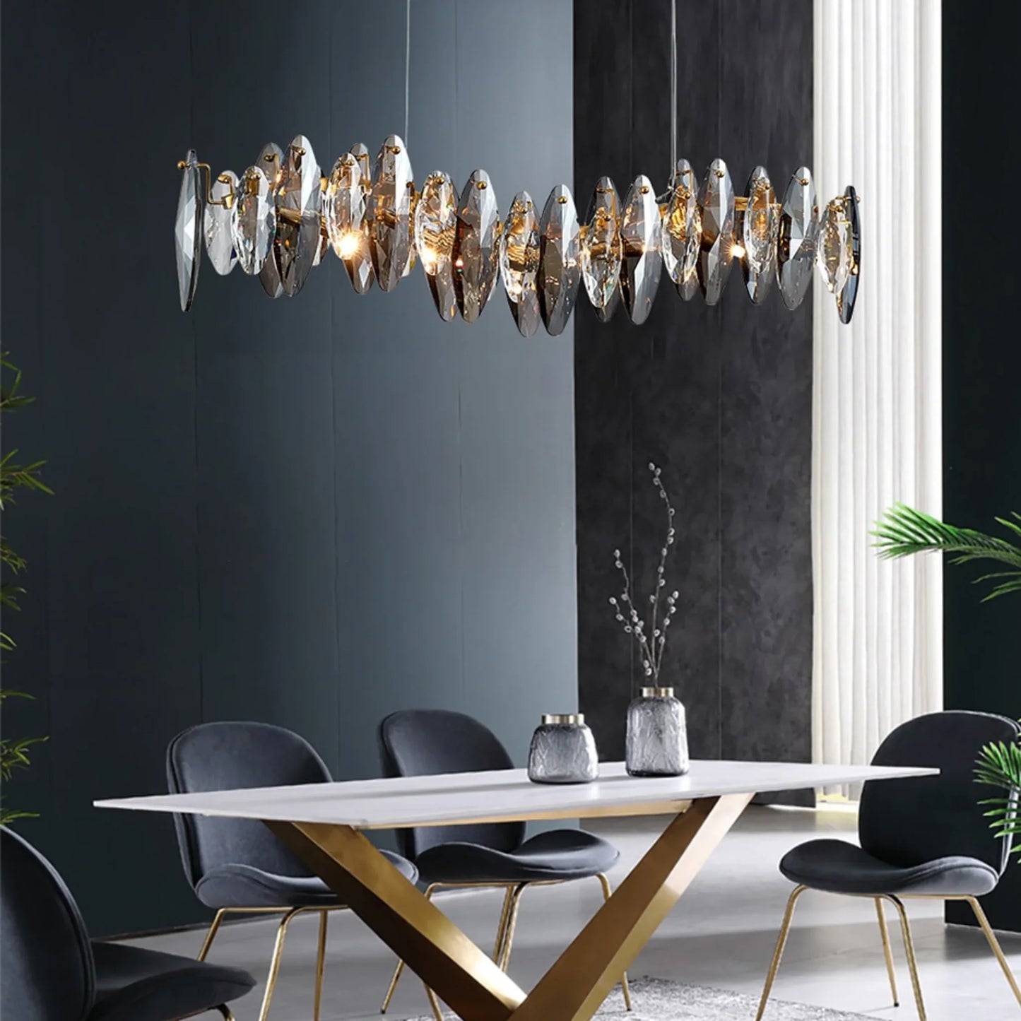 Arno Wave Chrome Crystal Chandelier - Pendant Lights | Lucera Lighting