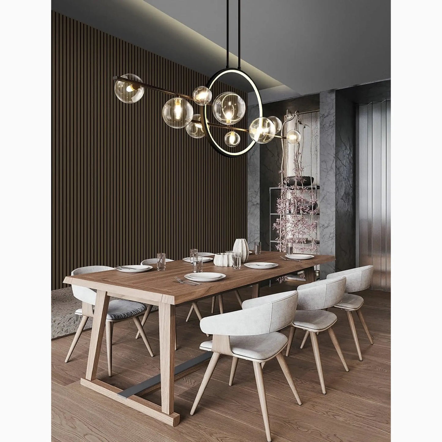 Vor Glass Bubble LED Chandelier for Dining Room - Pendant Lights | Lucera Lighting