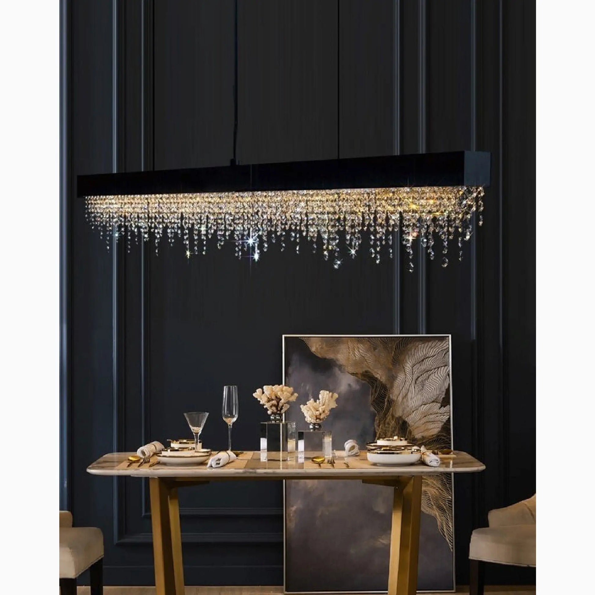 Sol Black and Gold Chandelier for Dining Room - Pendant Lights | Lucera Lighting