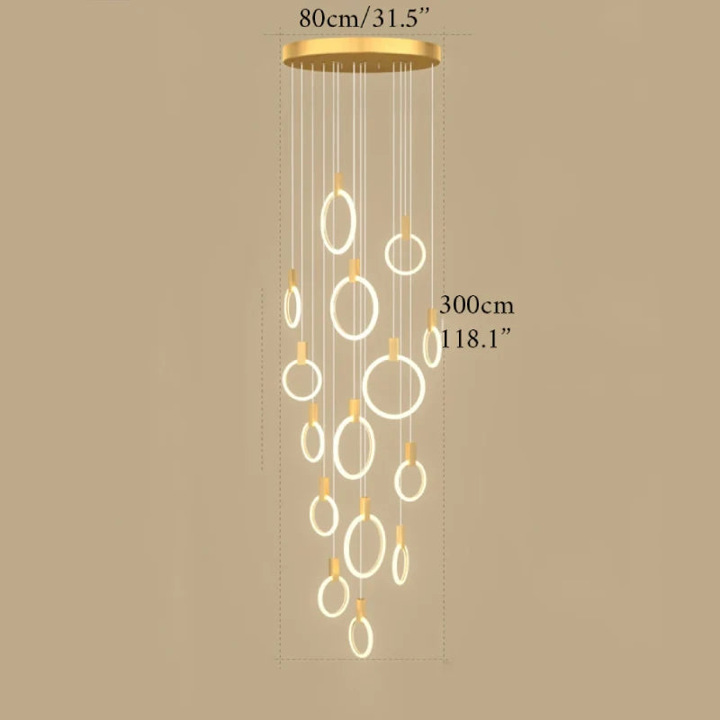 Reed Gold Rings Modern Chandelier - Chandeliers | Lucera Lighting