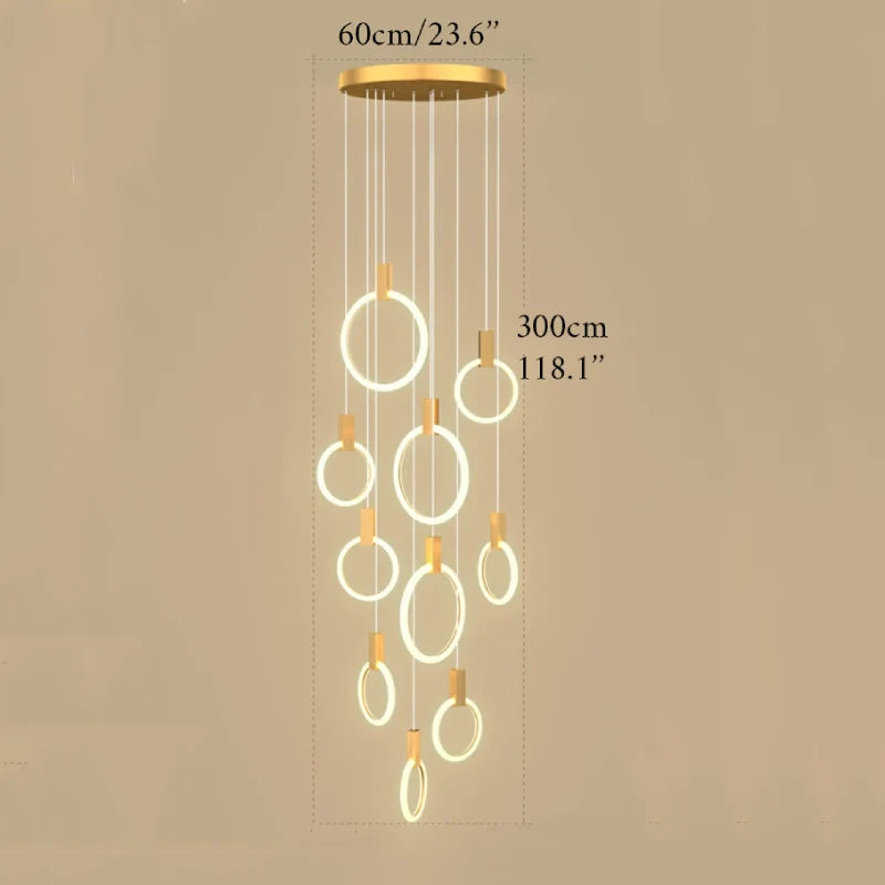 Reed Gold Rings Modern Chandelier - Chandeliers | Lucera Lighting