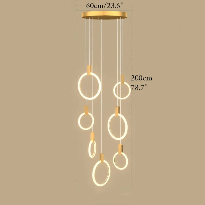 Reed Gold Rings Modern Chandelier - Chandeliers | Lucera Lighting