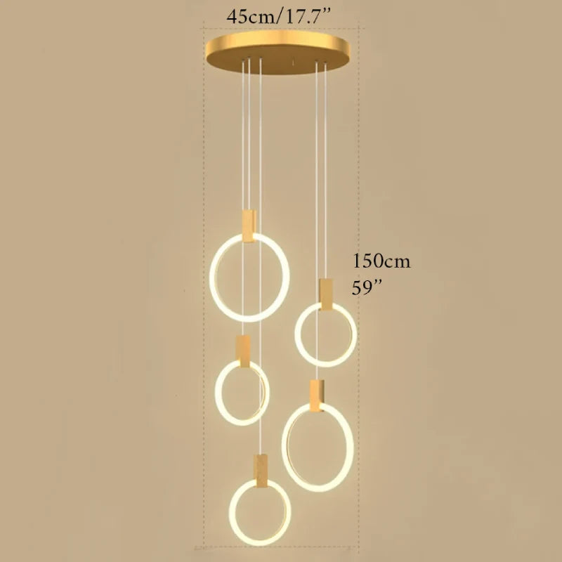 Reed Gold Rings Modern Chandelier - Chandeliers | Lucera Lighting