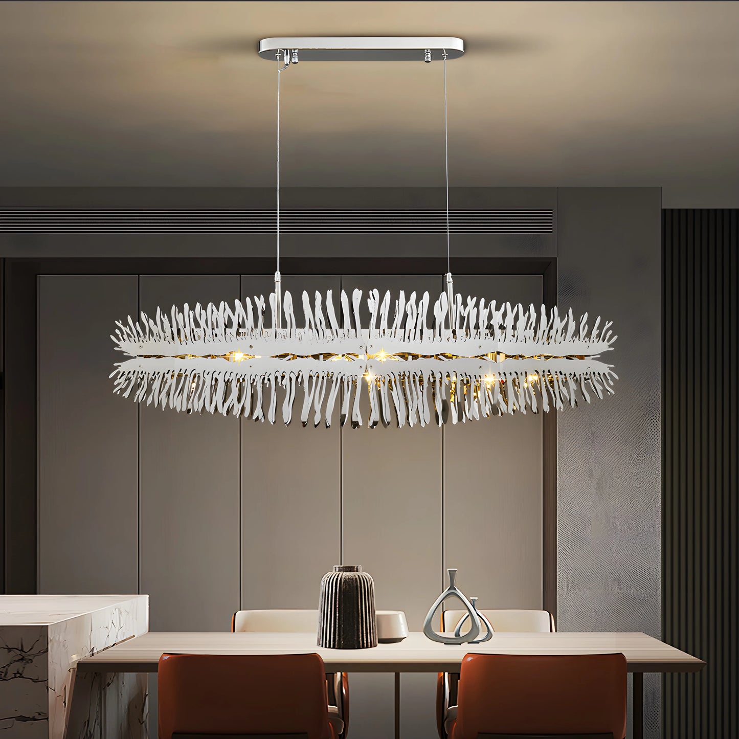 Magne Golden LED Chandelier for Dining Room - Chandeliers | Lucera Lighting