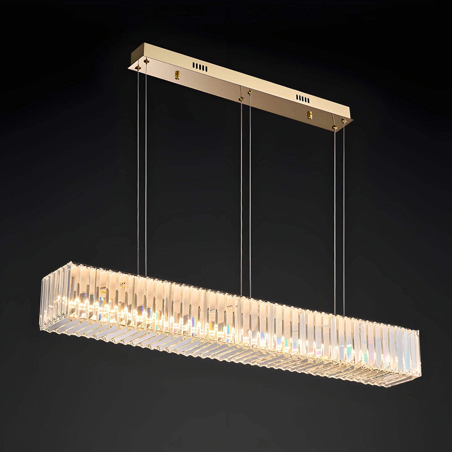 Ivar Rectangular Crystal Hanging LED Chandelier - Chandeliers | Lucera Lighting