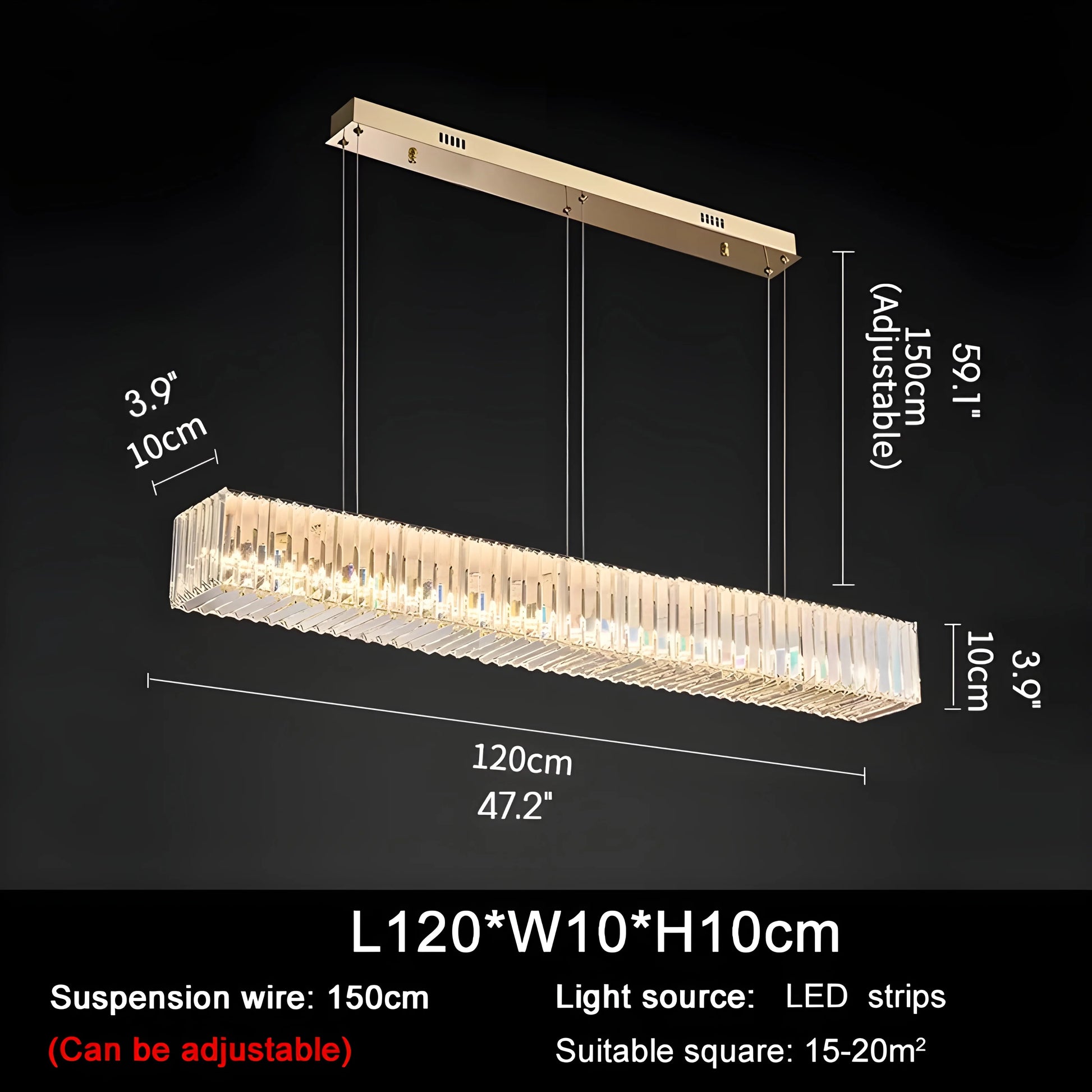 Ivar Rectangular Crystal Hanging LED Chandelier - Chandeliers | Lucera Lighting