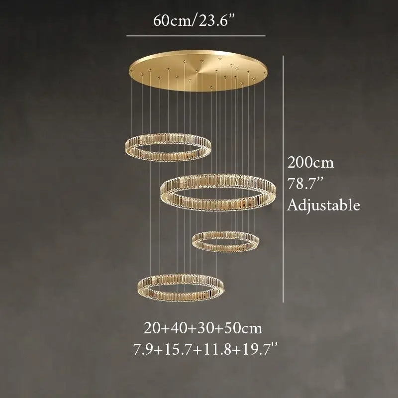 Loch Cascading Crystal Rings Pendant Chandelier - Chandeliers | Lucera Lighting