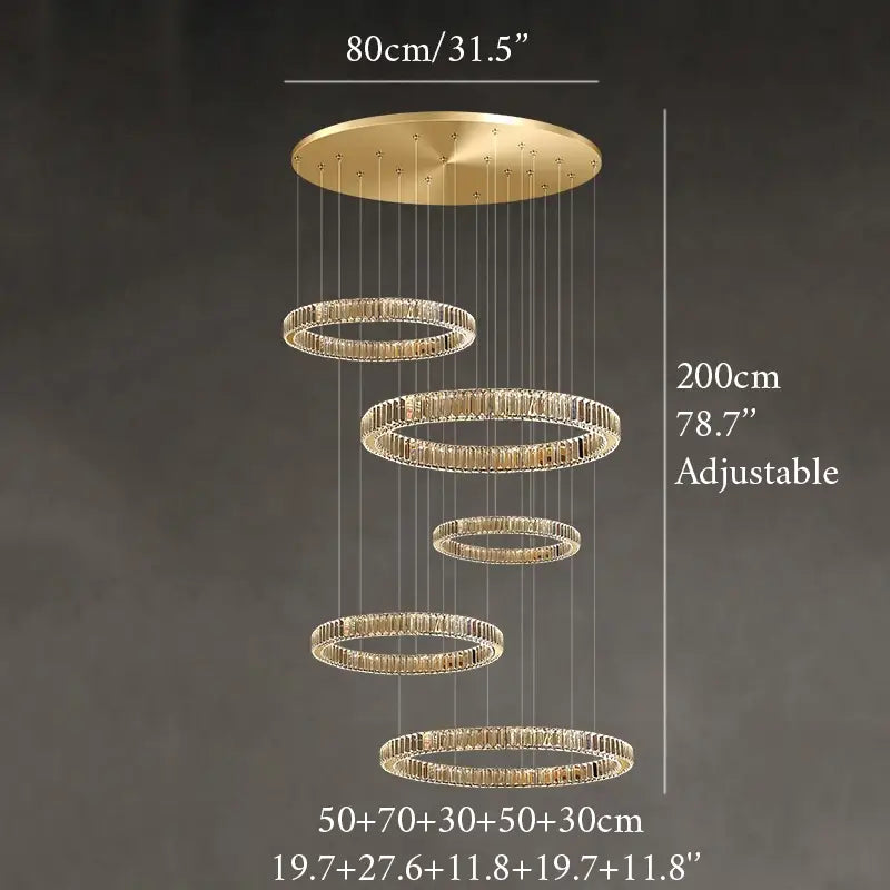 Loch Cascading Crystal Rings Pendant Chandelier - Chandeliers | Lucera Lighting