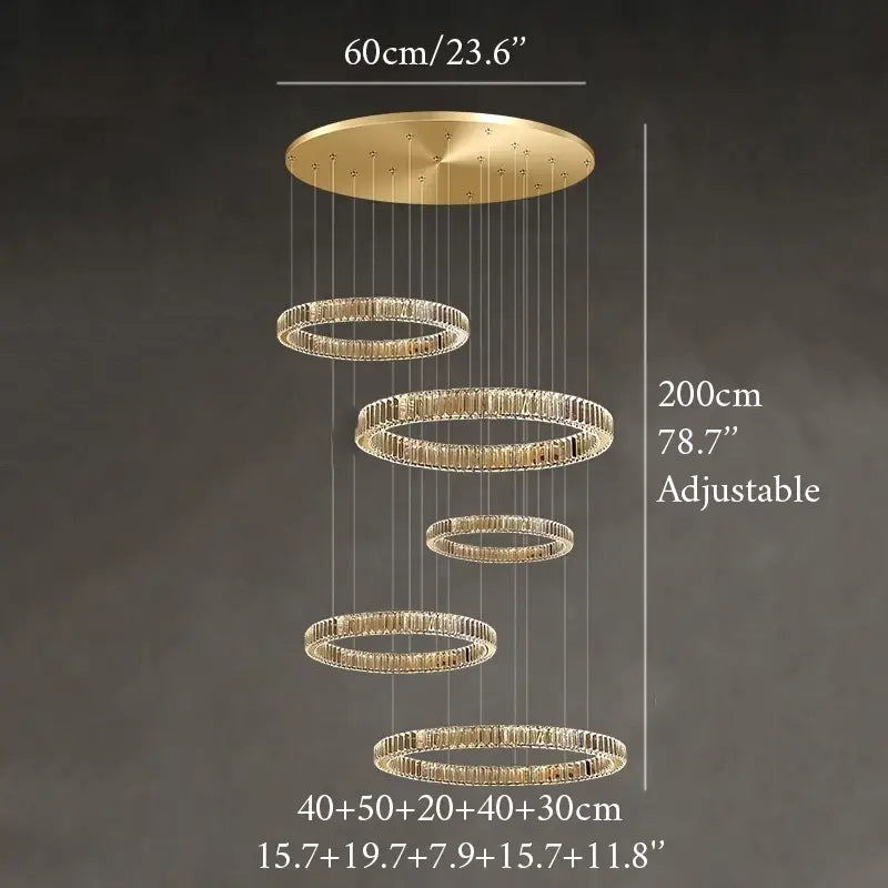 Loch Cascading Crystal Rings Pendant Chandelier - Chandeliers | Lucera Lighting