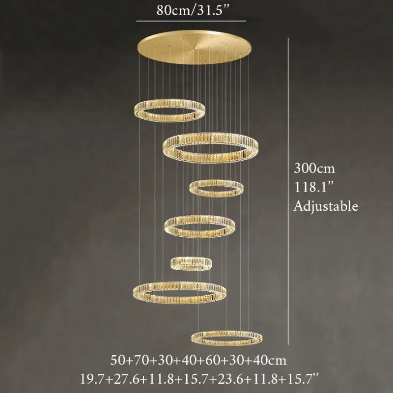 Loch Cascading Crystal Rings Pendant Chandelier - Chandeliers | Lucera Lighting