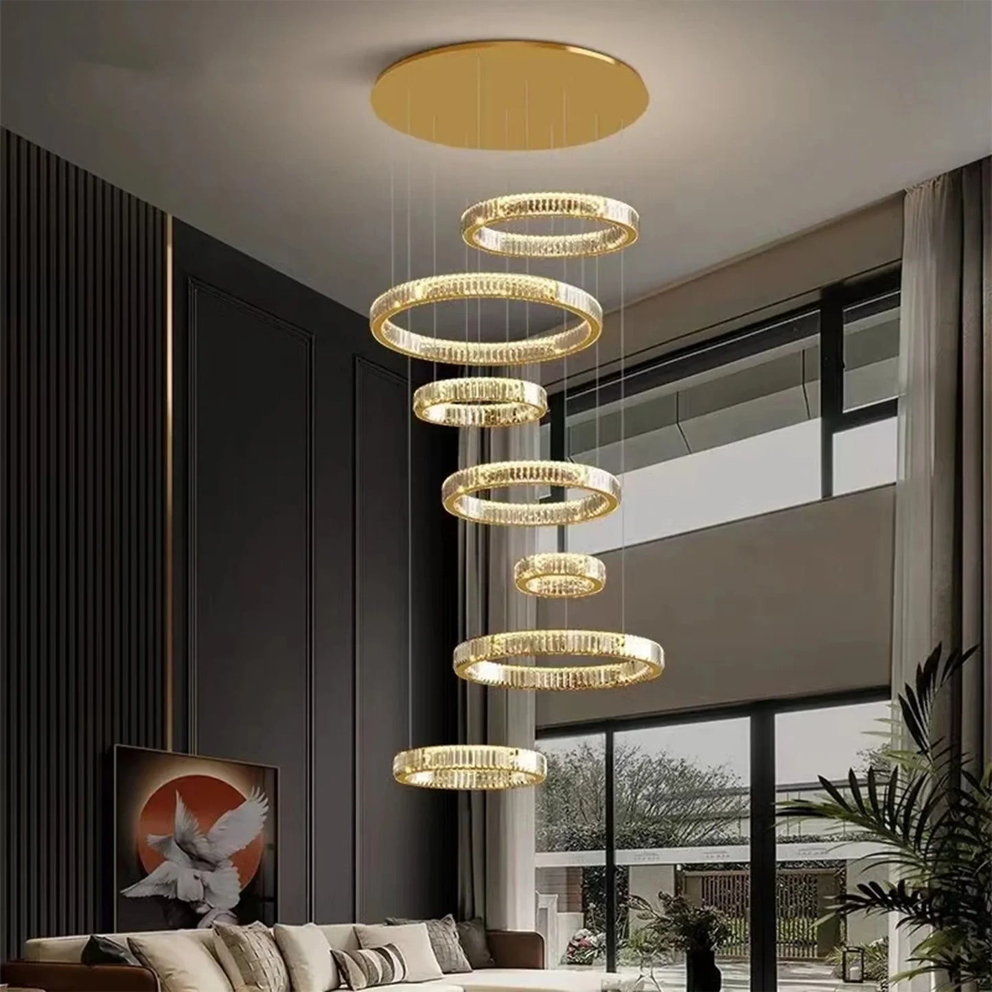 Loch Cascading Crystal Rings Pendant Chandelier - Chandeliers | Lucera Lighting