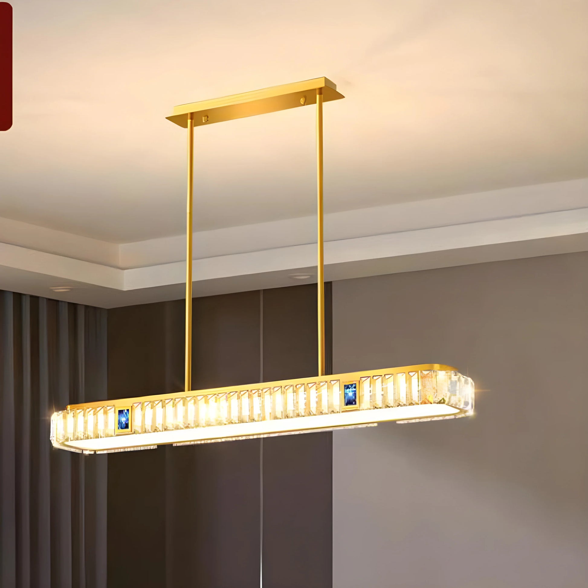 Frej Rectangle LED Crystal Pendant Chandelier - Pendant Lights | Lucera Lighting