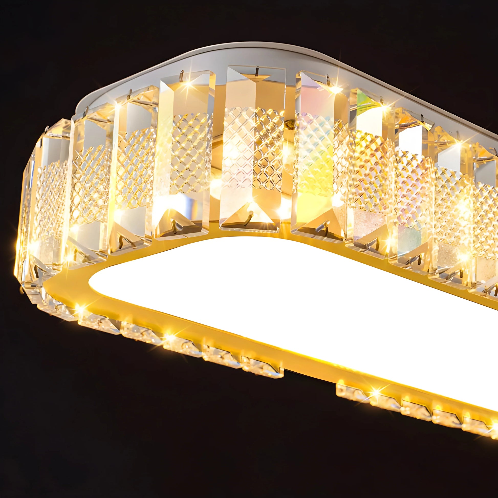 Frej Rectangle LED Crystal Pendant Chandelier - Pendant Lights | Lucera Lighting