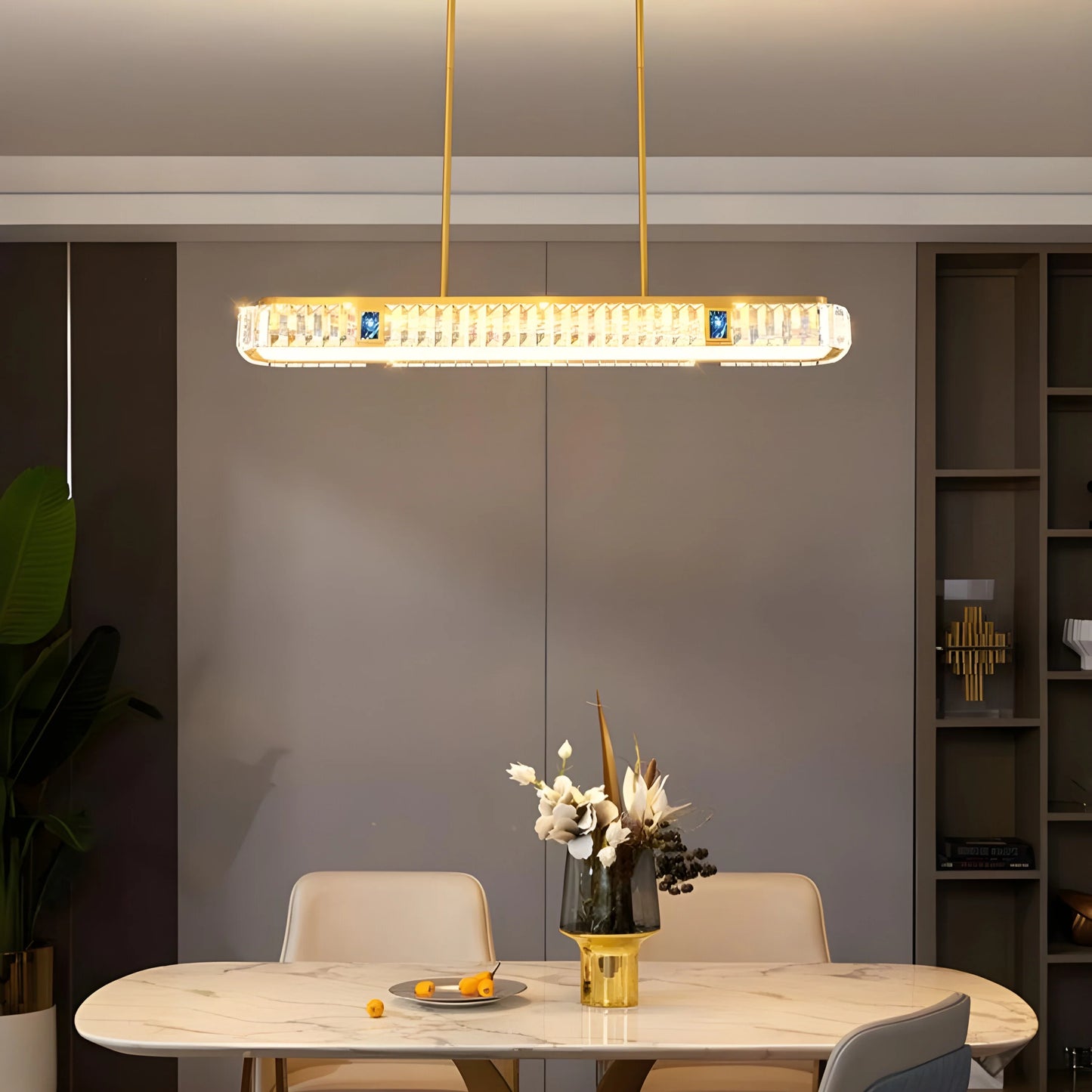 Frej Rectangle LED Crystal Pendant Chandelier - Pendant Lights | Lucera Lighting