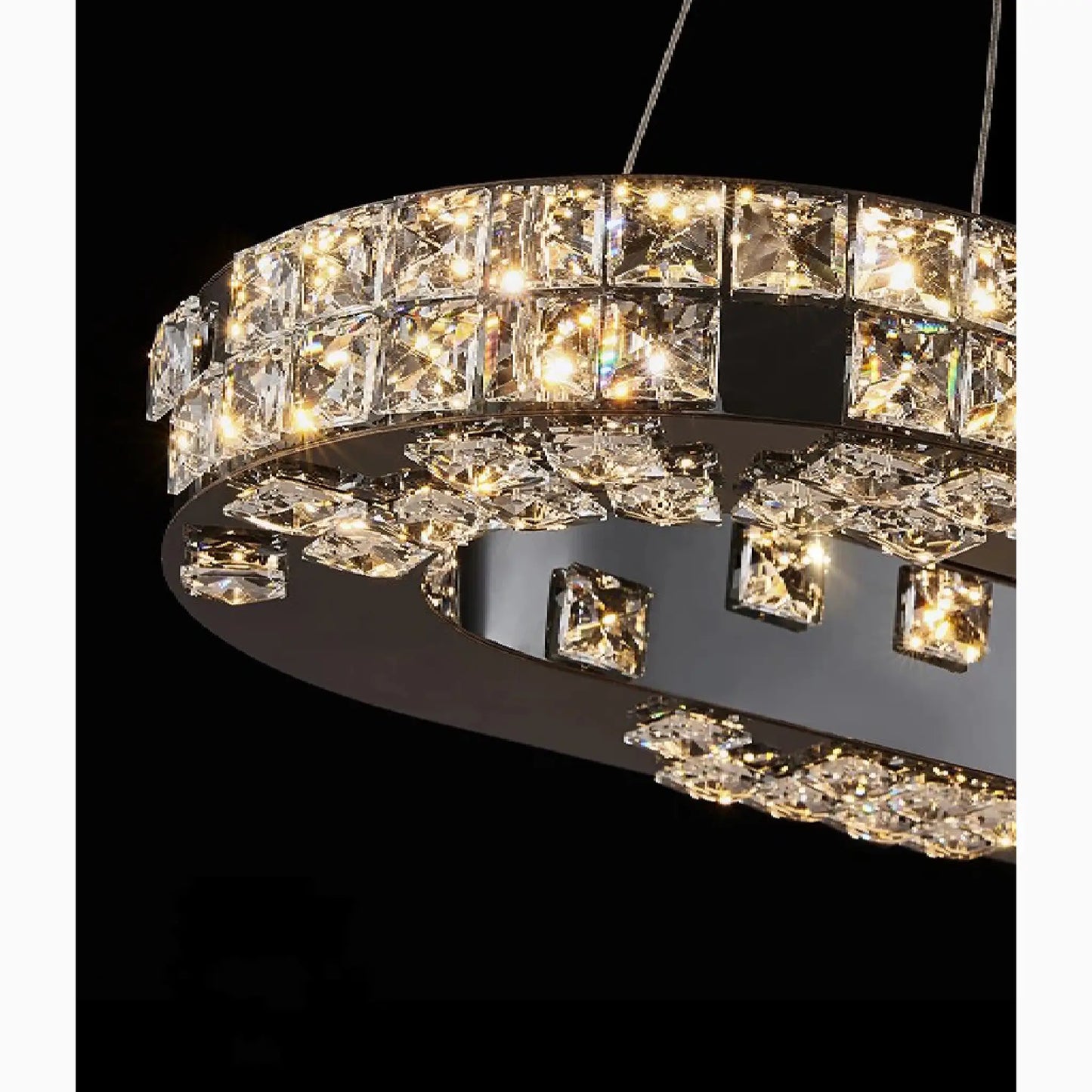 Skald Oval LED Crystal Chandelier with Drops - Pendant Lights | Lucera Lighting
