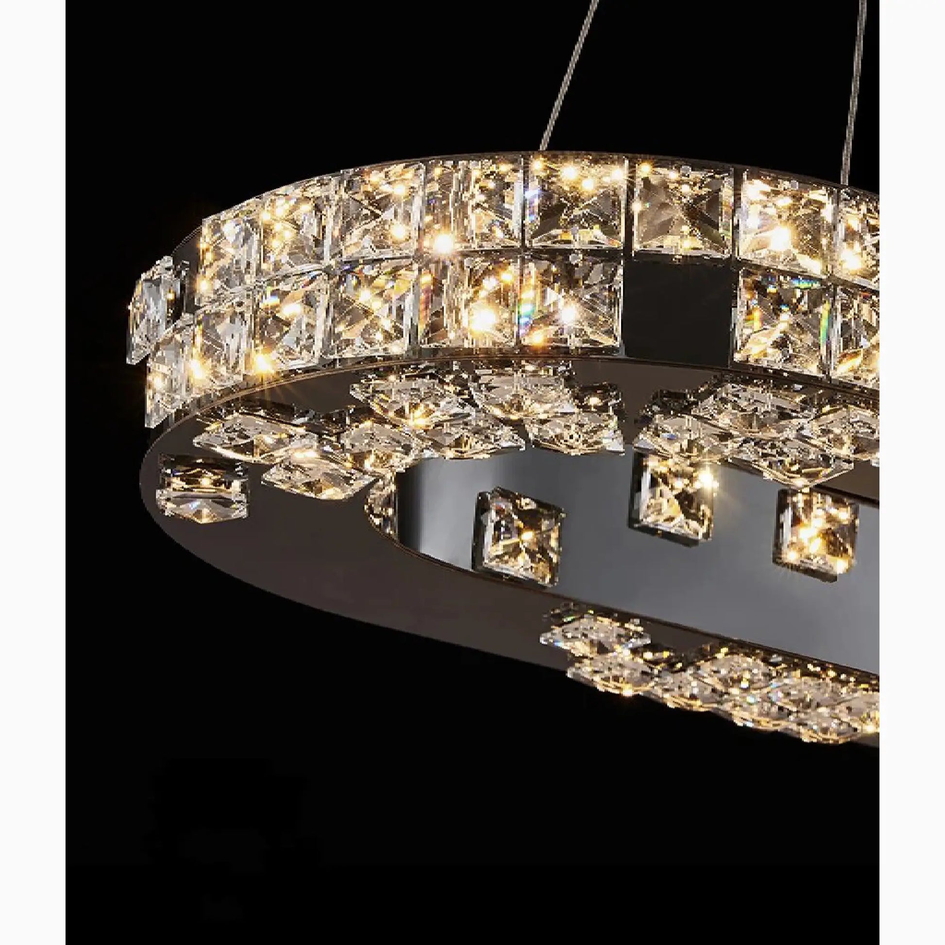 Skald Oval LED Crystal Chandelier with Drops - Pendant Lights | Lucera Lighting