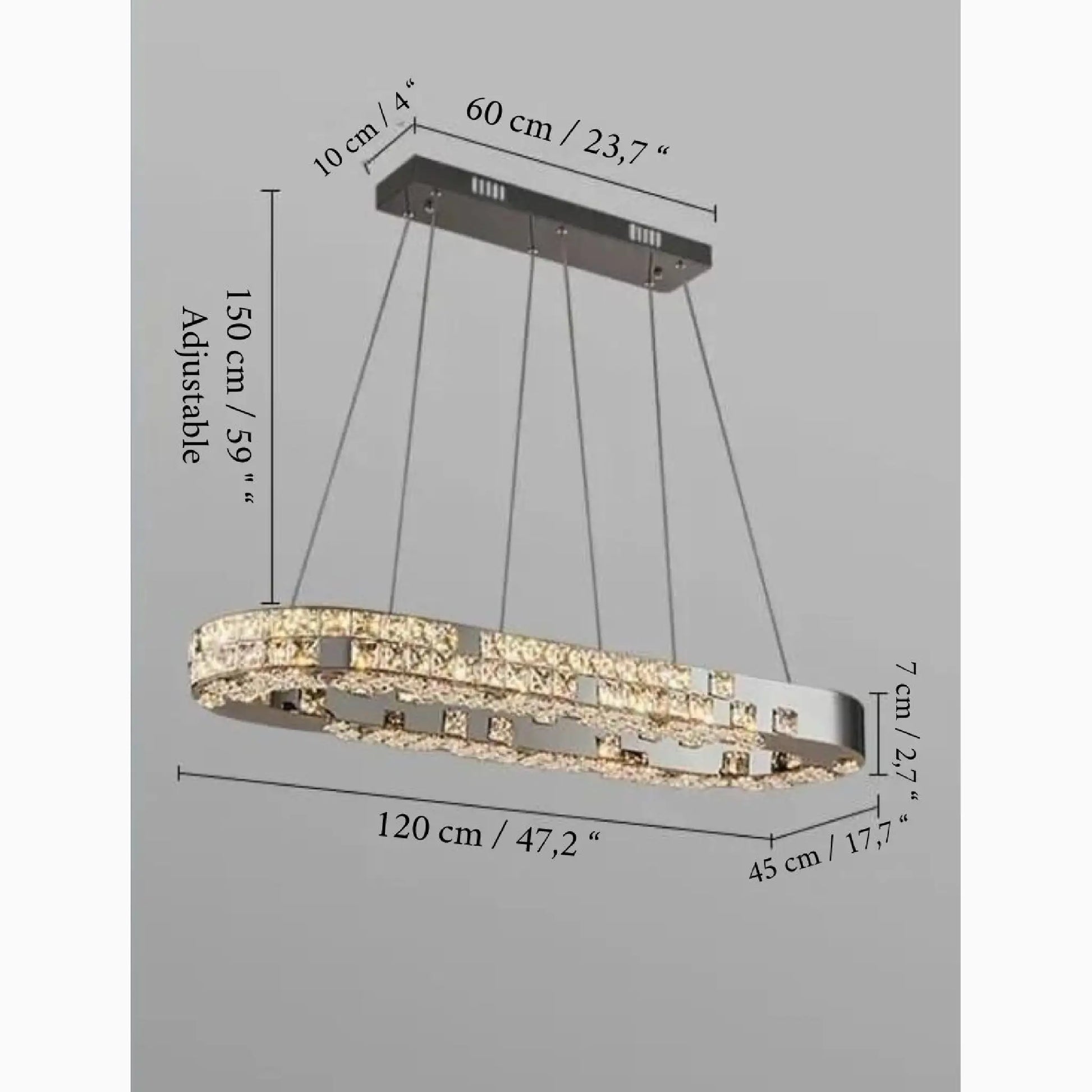 Skald Oval LED Crystal Chandelier with Drops - Pendant Lights | Lucera Lighting