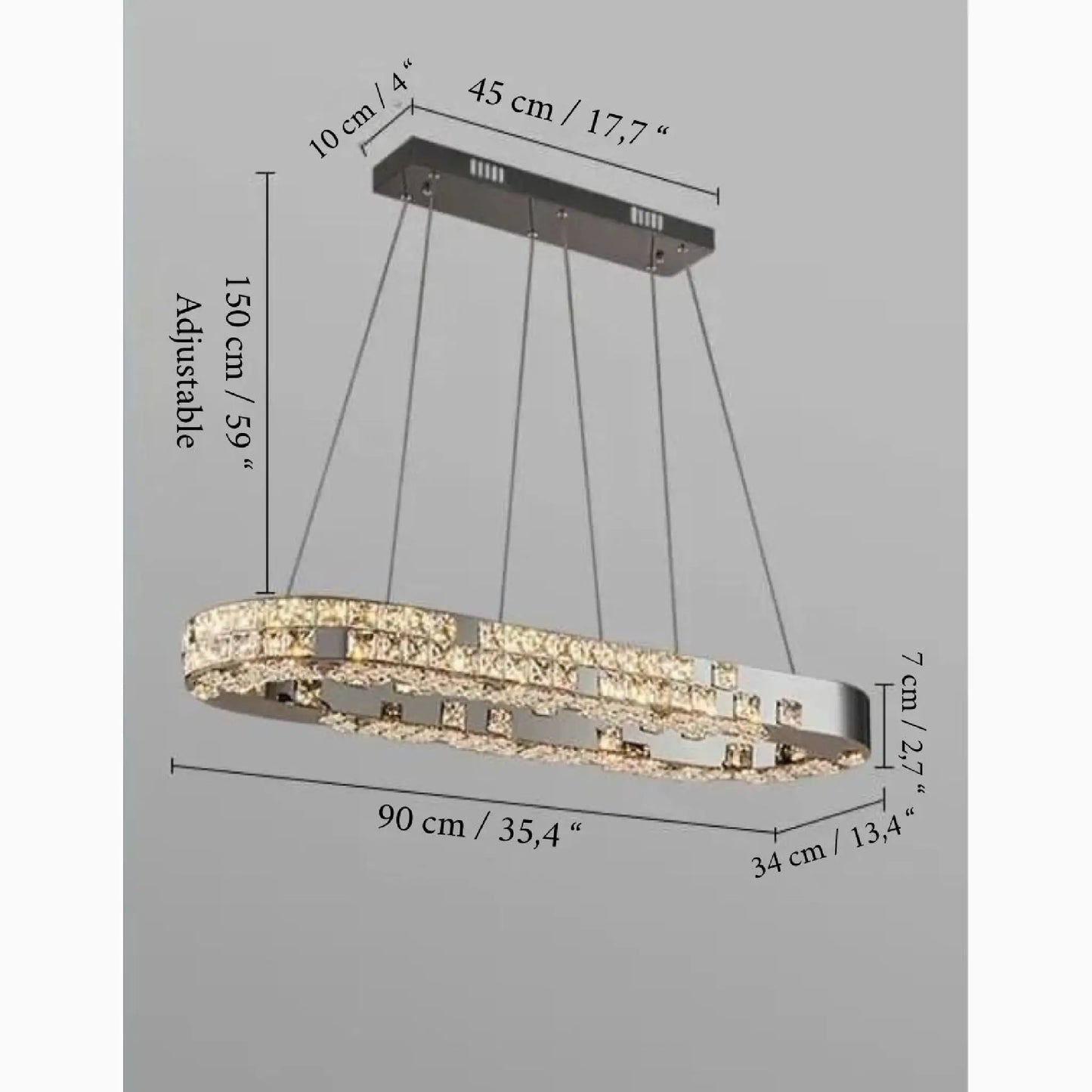Skald Oval LED Crystal Chandelier with Drops - Pendant Lights | Lucera Lighting