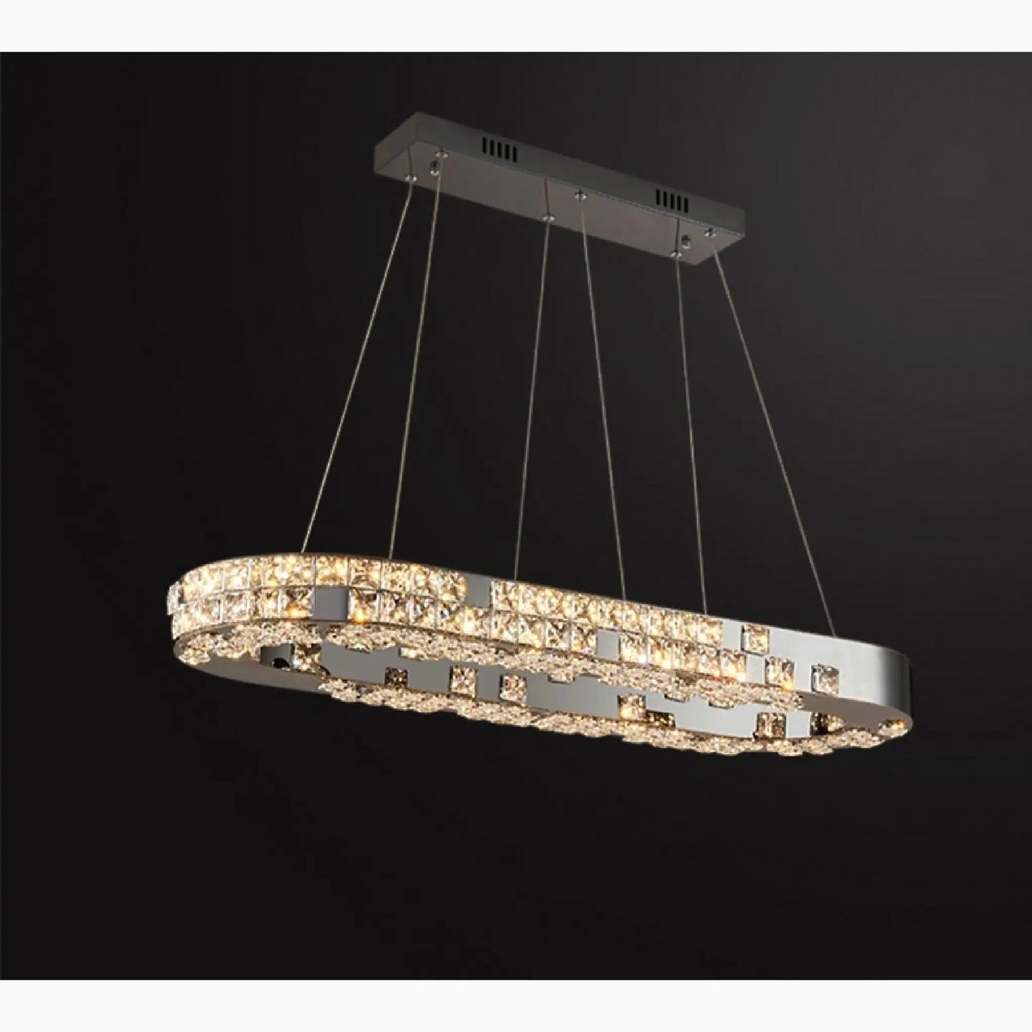 Skald Oval LED Crystal Chandelier with Drops - Pendant Lights | Lucera Lighting