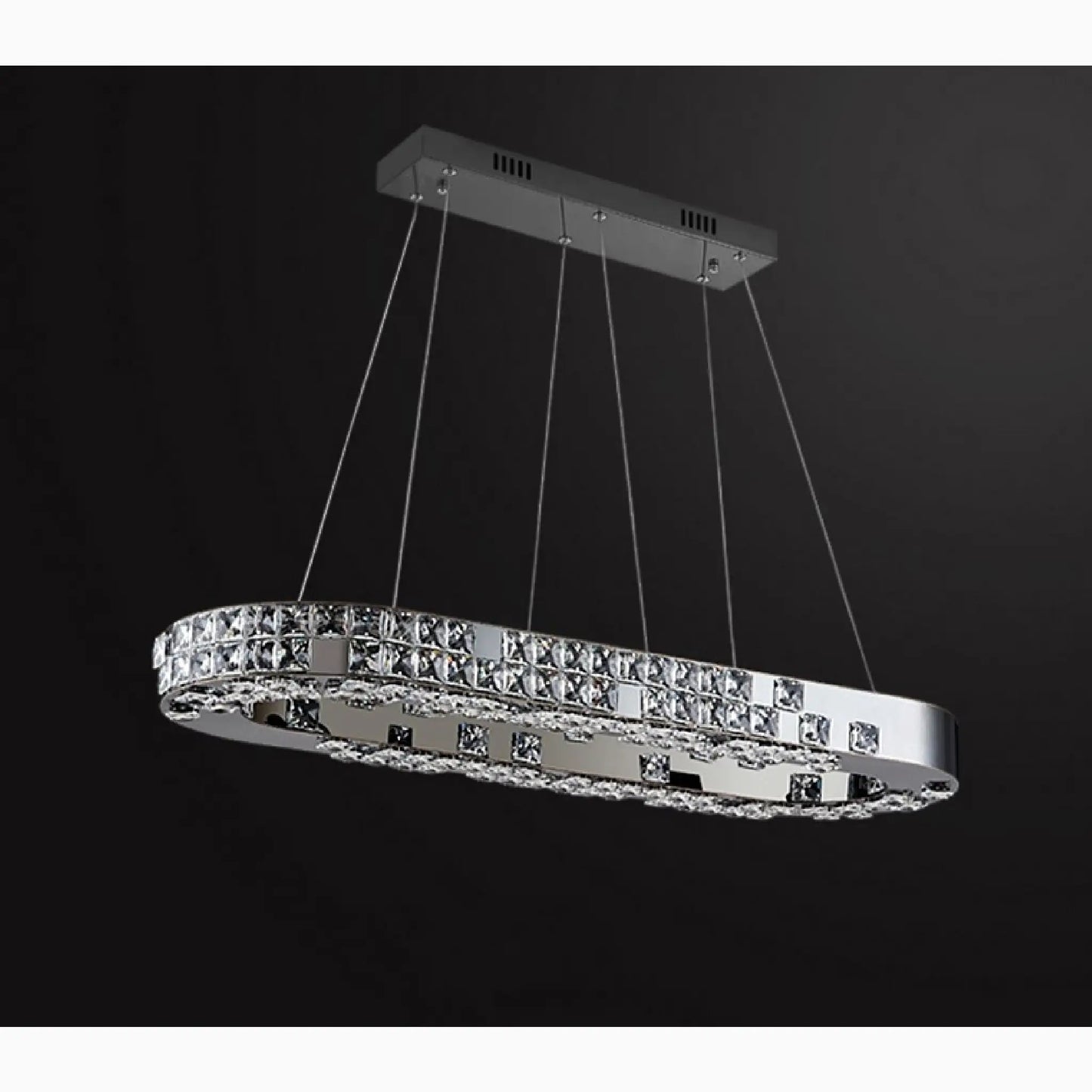 Skald Oval LED Crystal Chandelier with Drops - Pendant Lights | Lucera Lighting