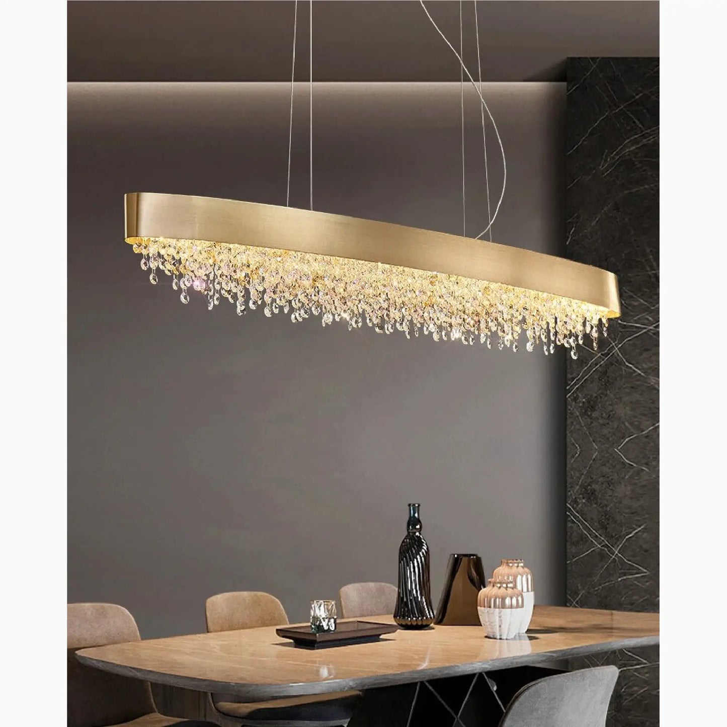 Ulf Modern Rectangular Crystal Chandelier - Pendant Lights | Lucera Lighting