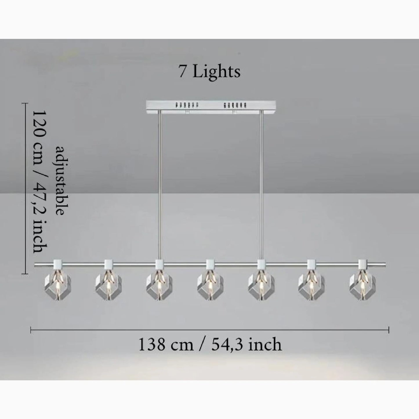 Sif Long Linear LED Crystal Chandelier - Pendant Lights | Lucera Lighting