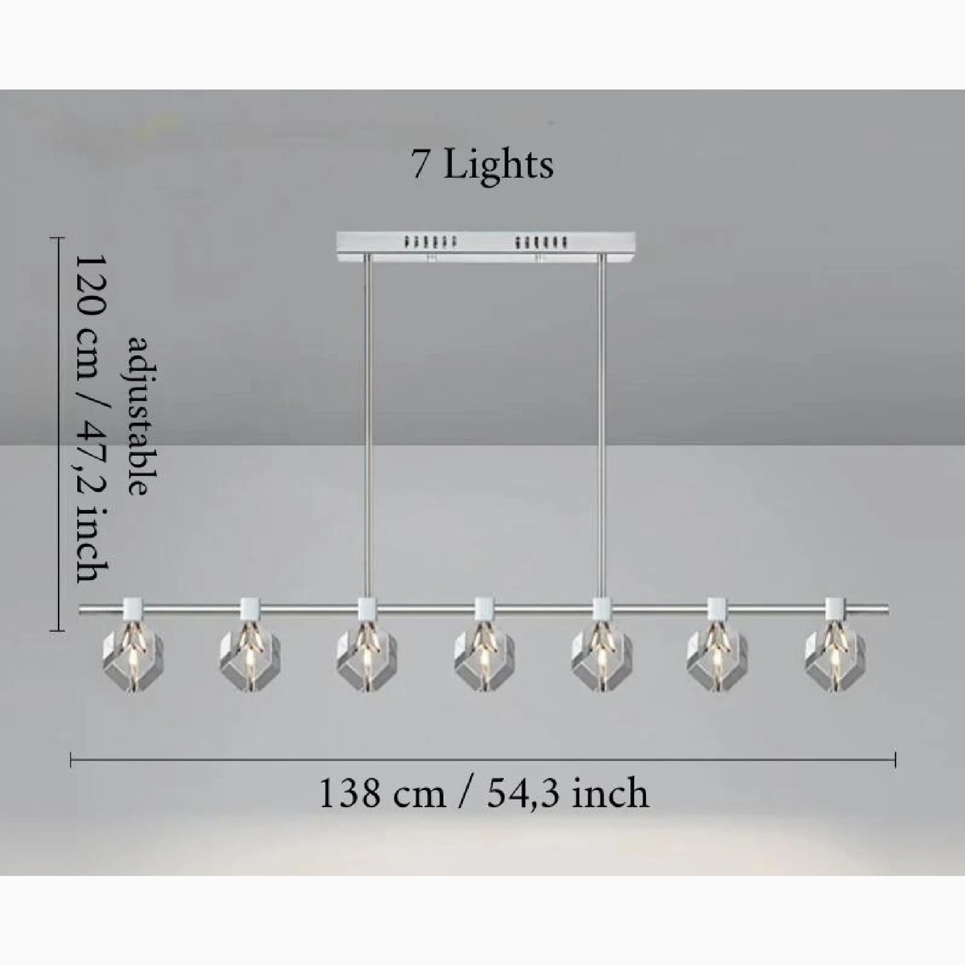 Sif Long Linear LED Crystal Chandelier - Pendant Lights | Lucera Lighting