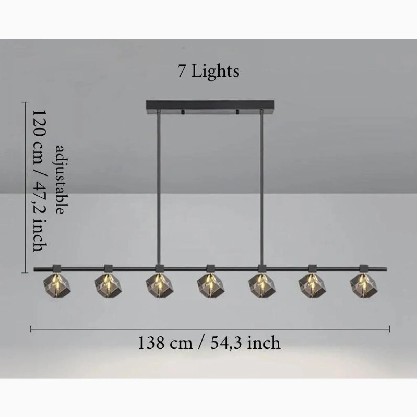 Sif Long Linear LED Crystal Chandelier - Pendant Lights | Lucera Lighting
