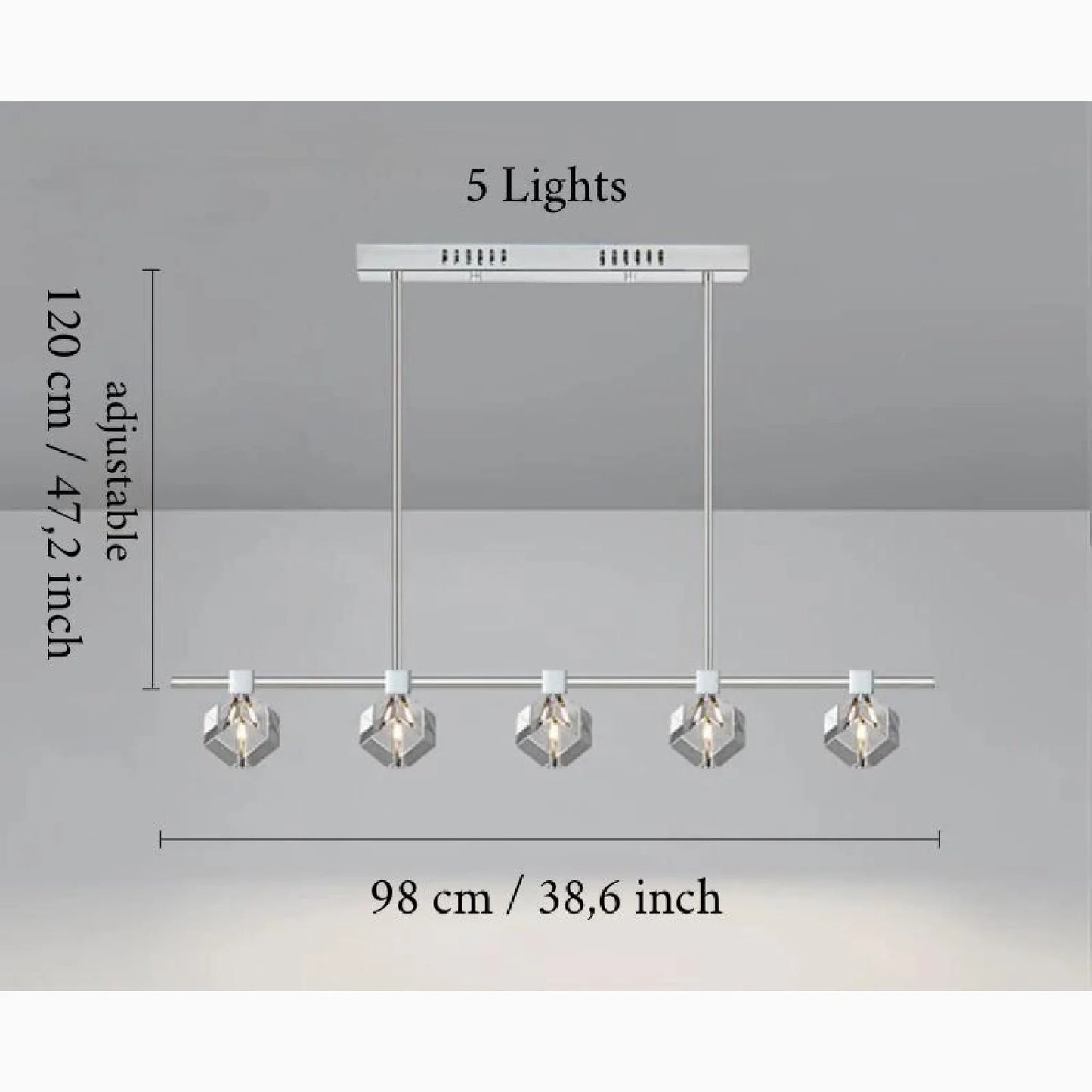 Sif Long Linear LED Crystal Chandelier - Pendant Lights | Lucera Lighting