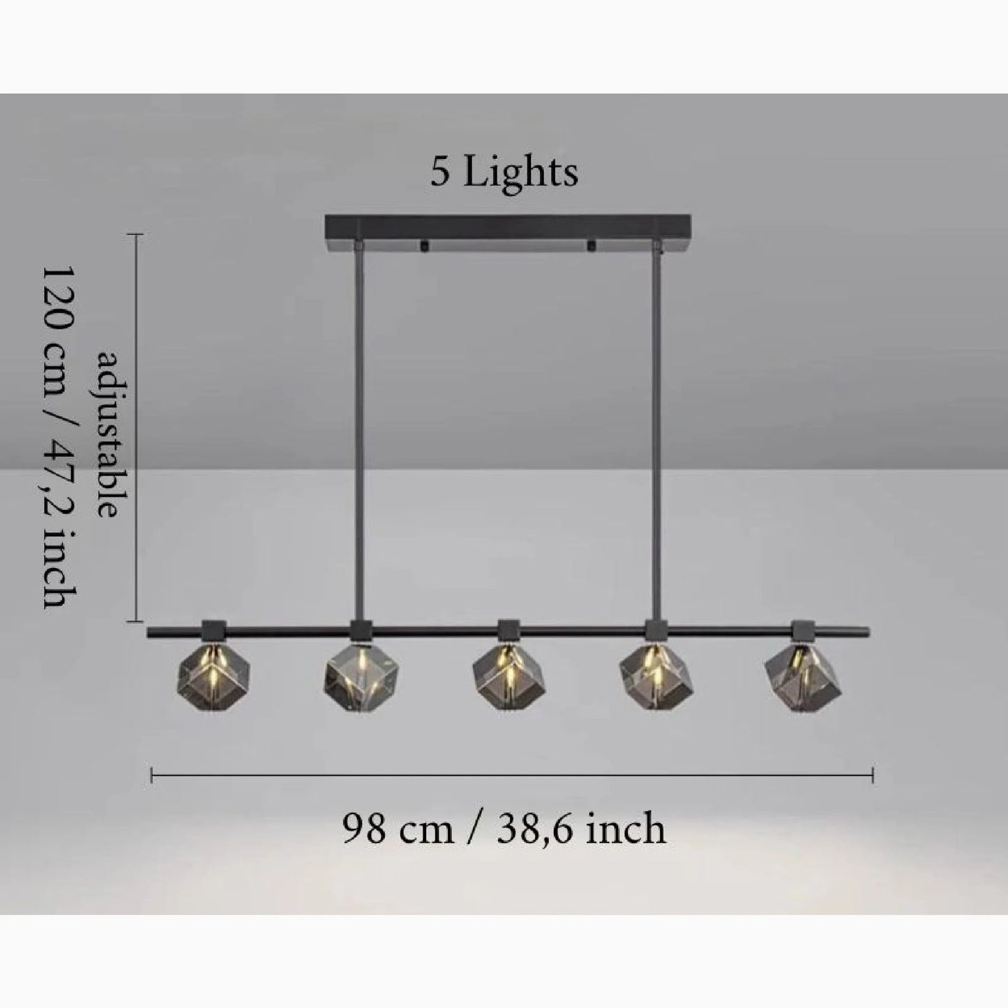Sif Long Linear LED Crystal Chandelier - Pendant Lights | Lucera Lighting