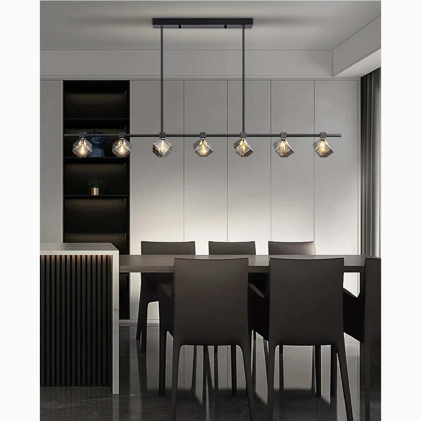 Sif Long Linear LED Crystal Chandelier - Pendant Lights | Lucera Lighting