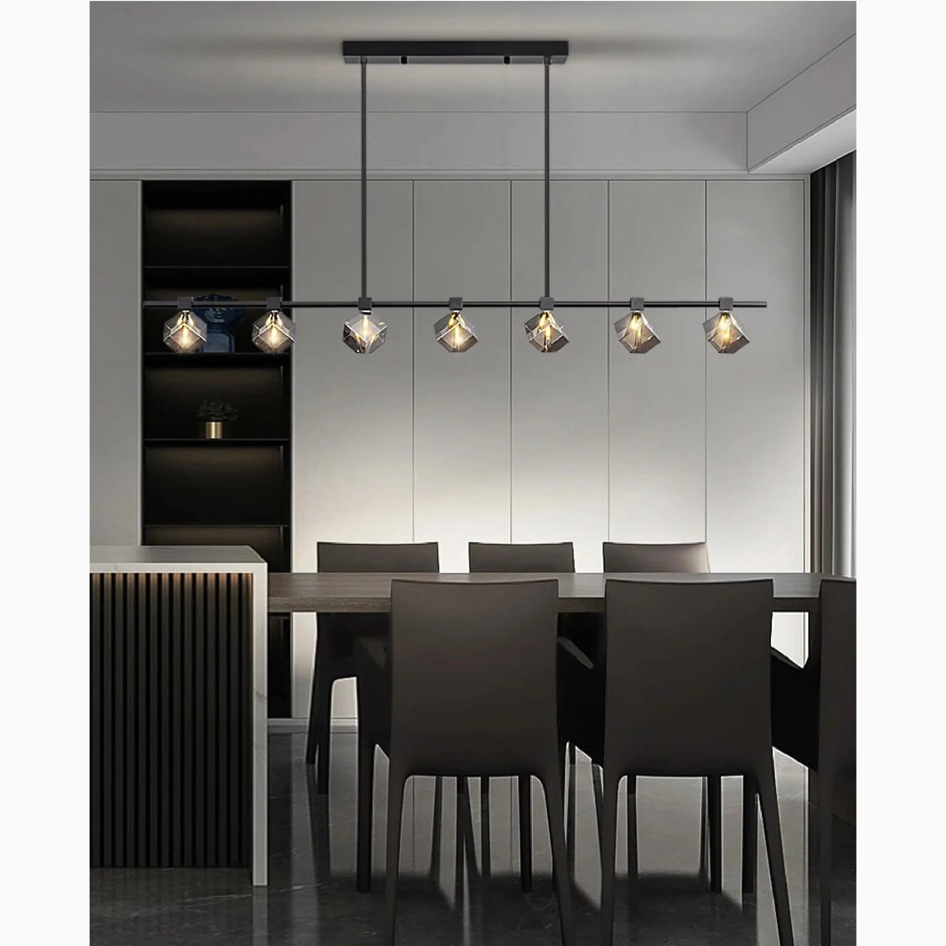 Sif Long Linear LED Crystal Chandelier - Pendant Lights | Lucera Lighting