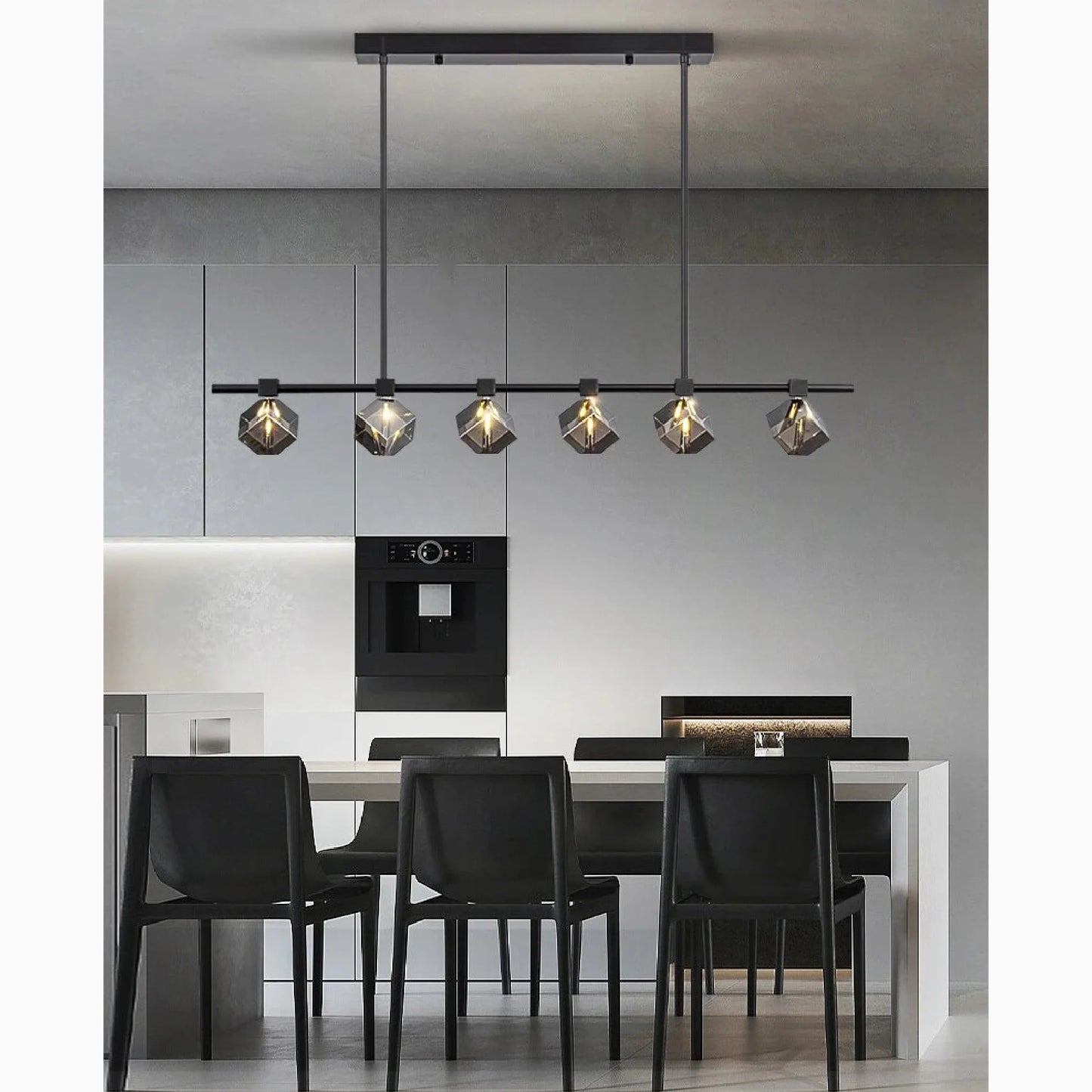 Sif Long Linear LED Crystal Chandelier - Pendant Lights | Lucera Lighting