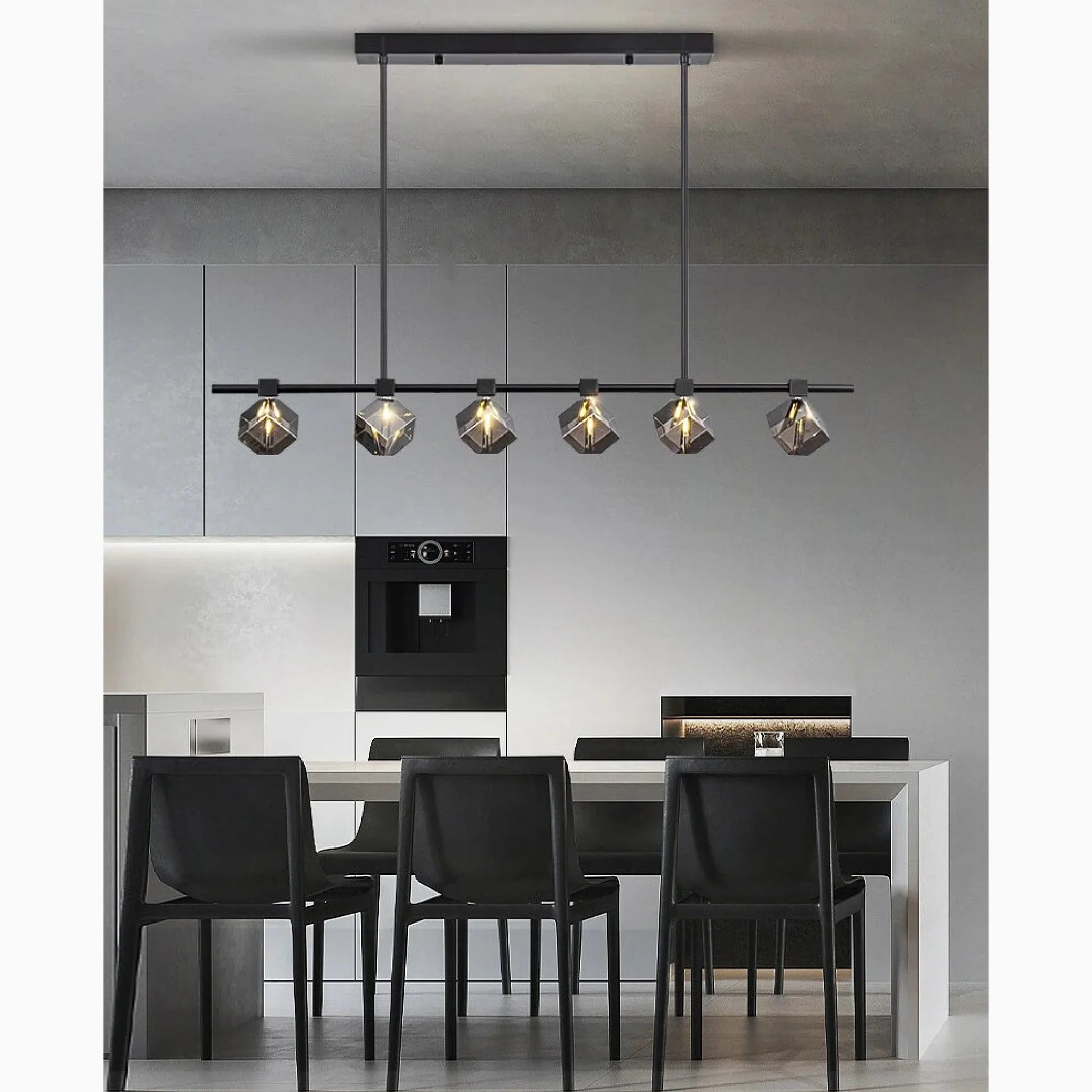 Sif Long Linear LED Crystal Chandelier - Pendant Lights | Lucera Lighting