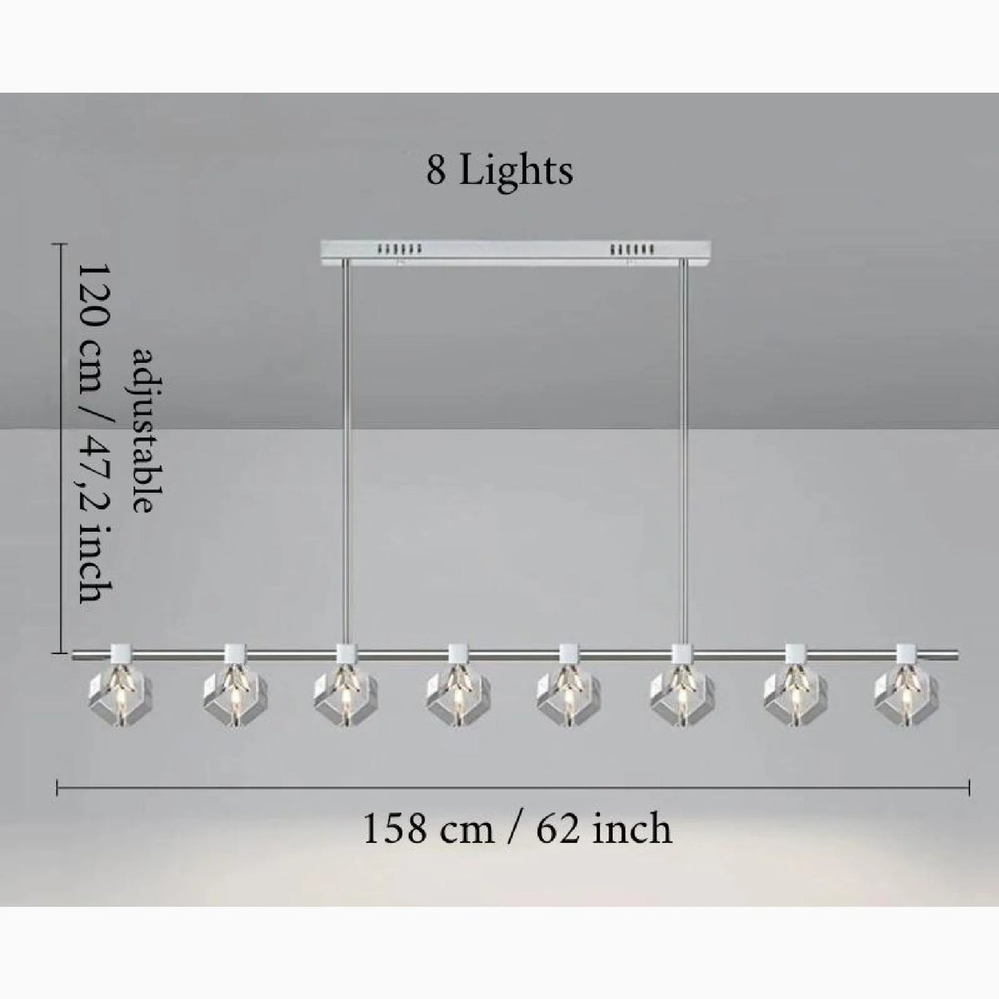 Sif Long Linear LED Crystal Chandelier - Pendant Lights | Lucera Lighting
