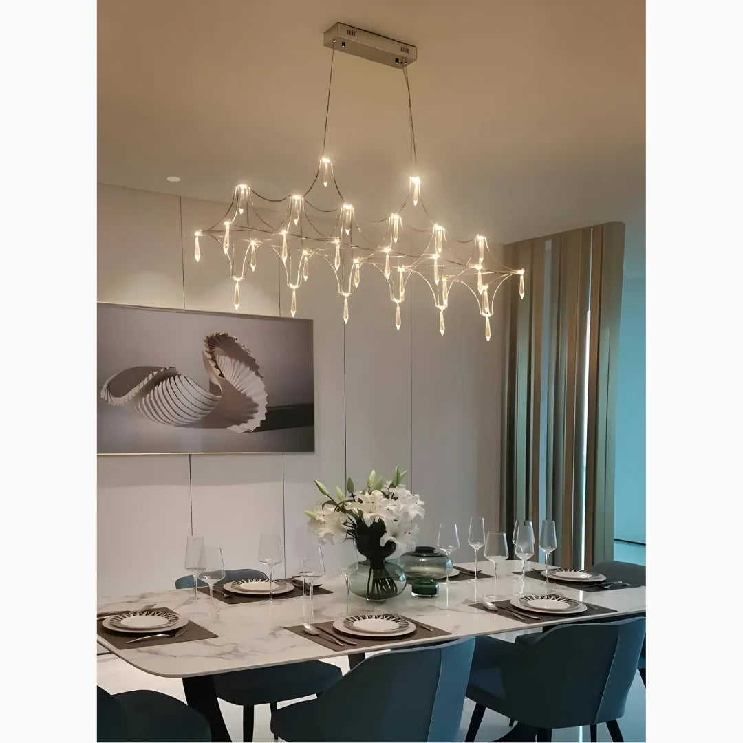 Leif Crystal Stainless Steel Chandelier - Chandeliers | Lucera Lighting
