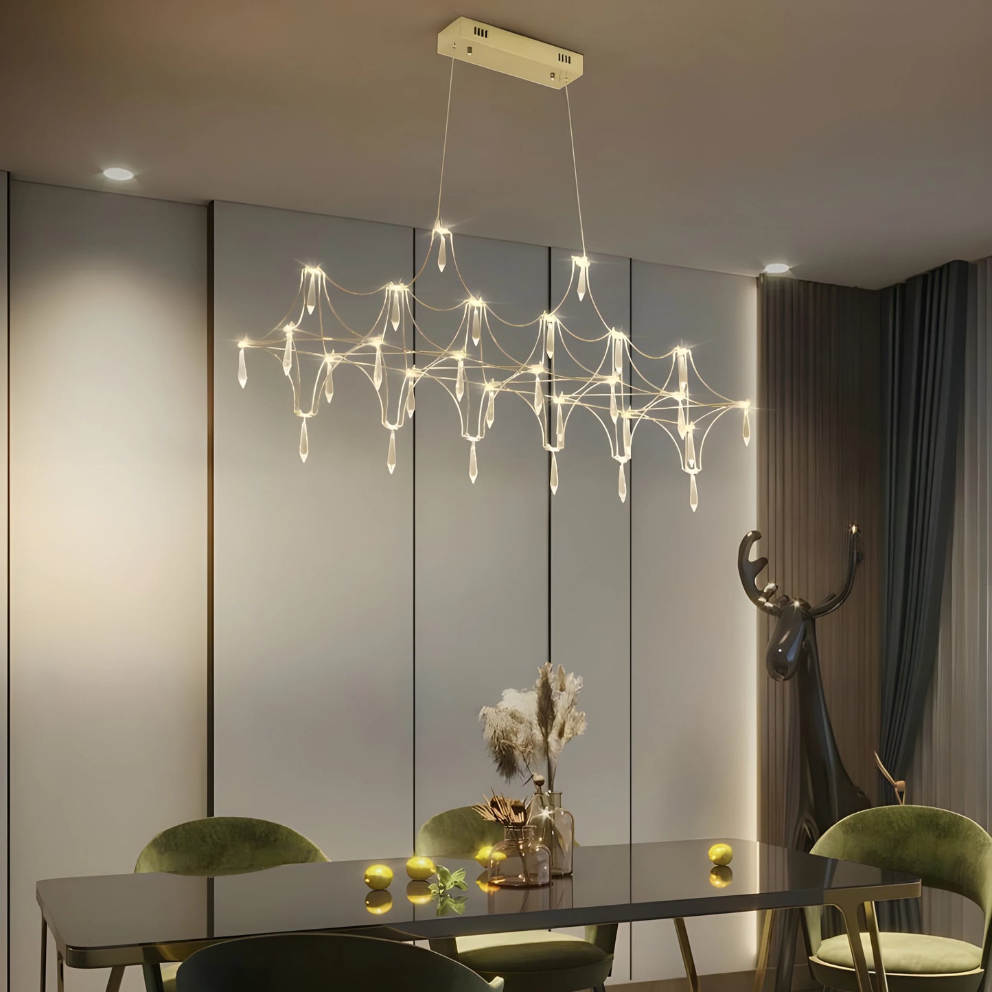 Leif Crystal Stainless Steel Chandelier - Chandeliers | Lucera Lighting
