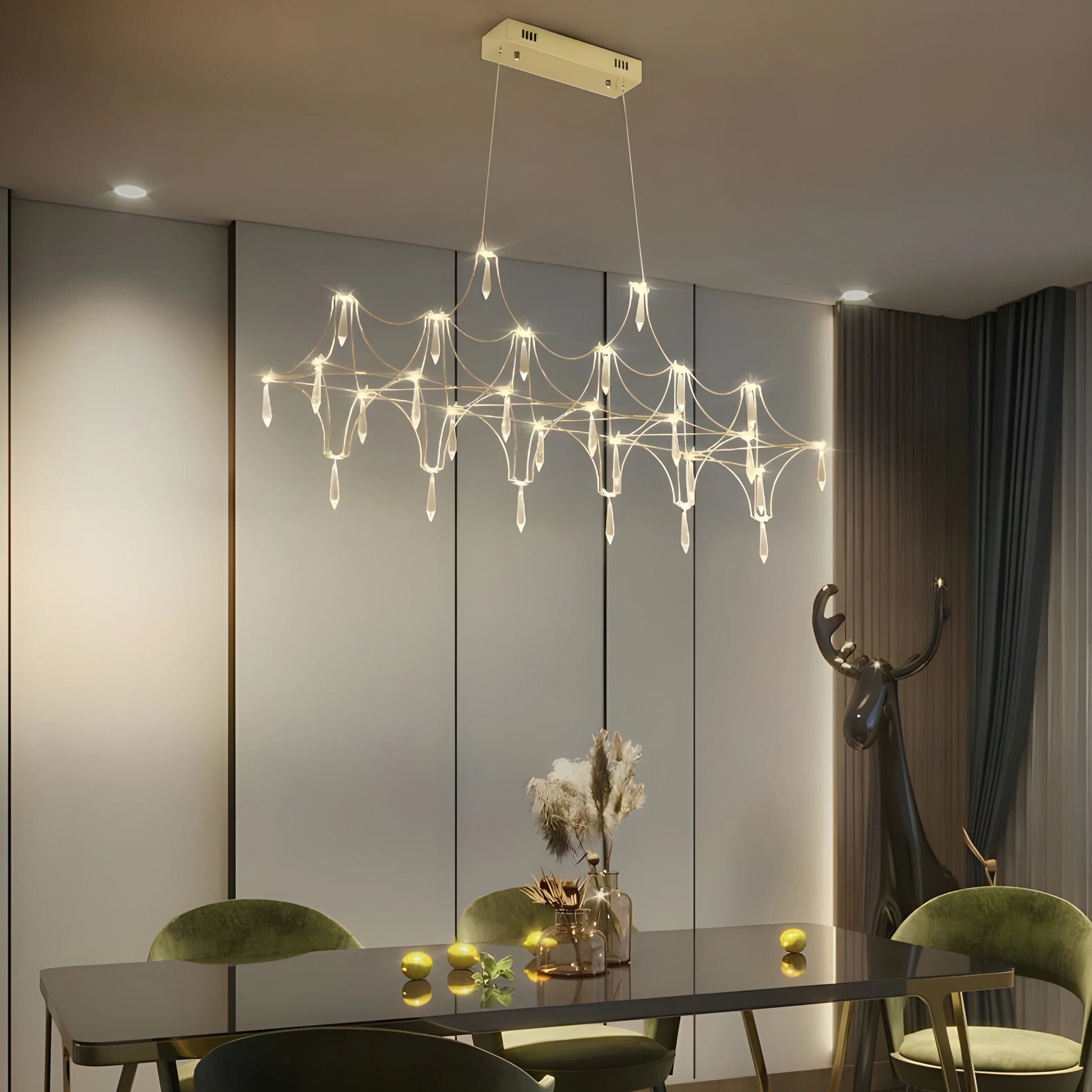 Leif Crystal Stainless Steel Chandelier - Chandeliers | Lucera Lighting