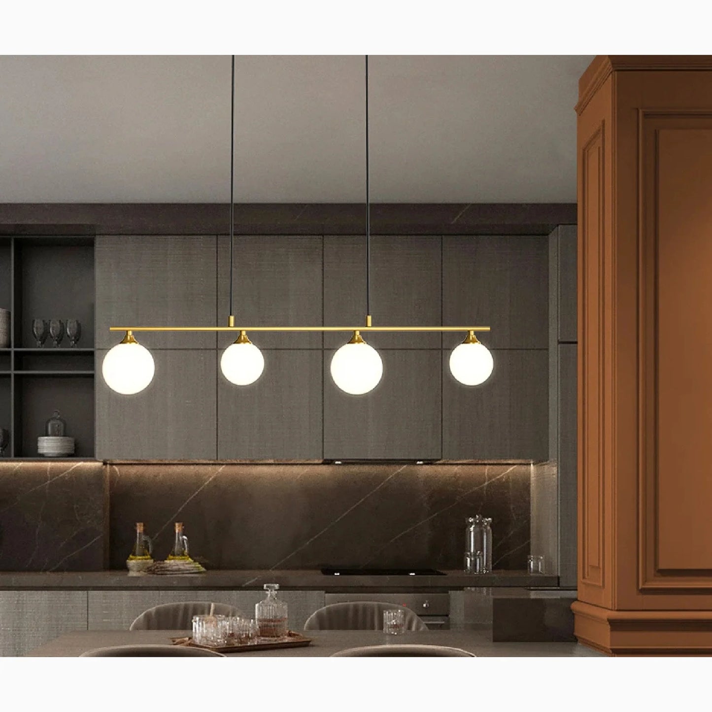 Sepia Glass Ball LED Chandelier - Pendant Lights | Lucera Lighting