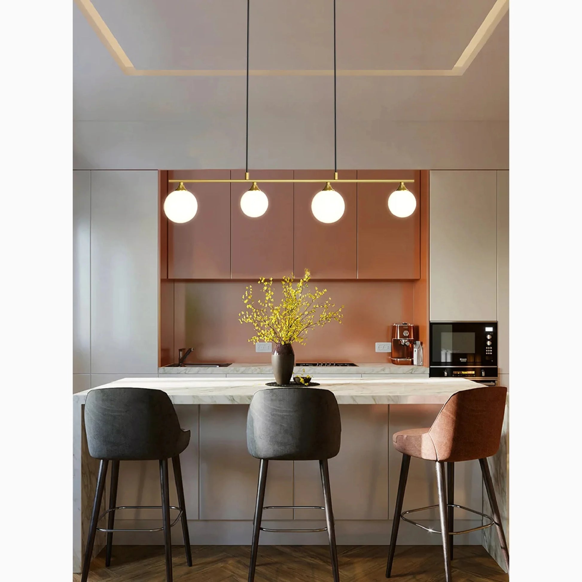 Sepia Glass Ball LED Chandelier - Pendant Lights | Lucera Lighting