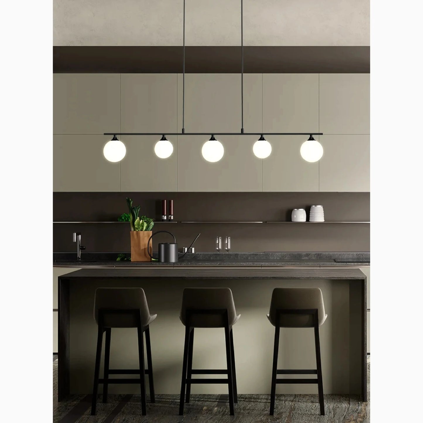 Sepia Glass Ball LED Chandelier - Pendant Lights | Lucera Lighting