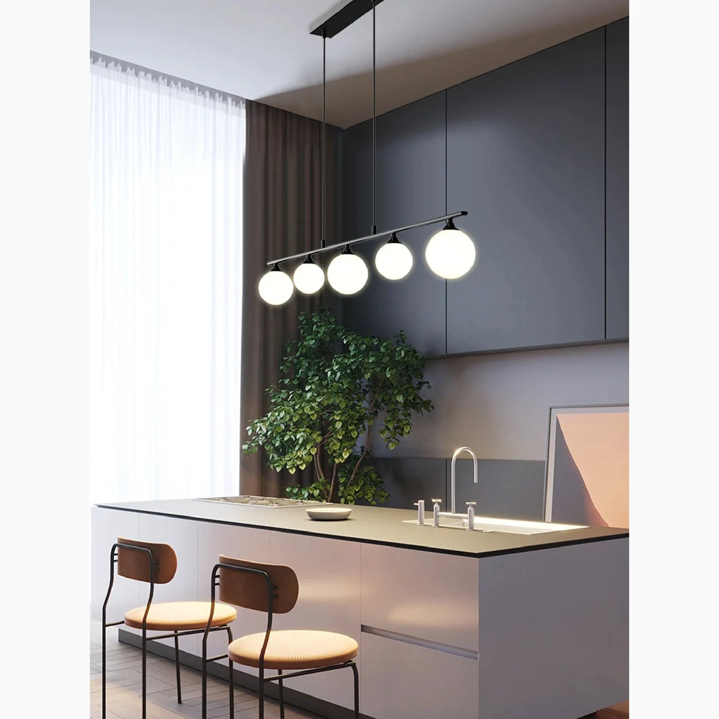 Sepia Glass Ball LED Chandelier - Pendant Lights | Lucera Lighting