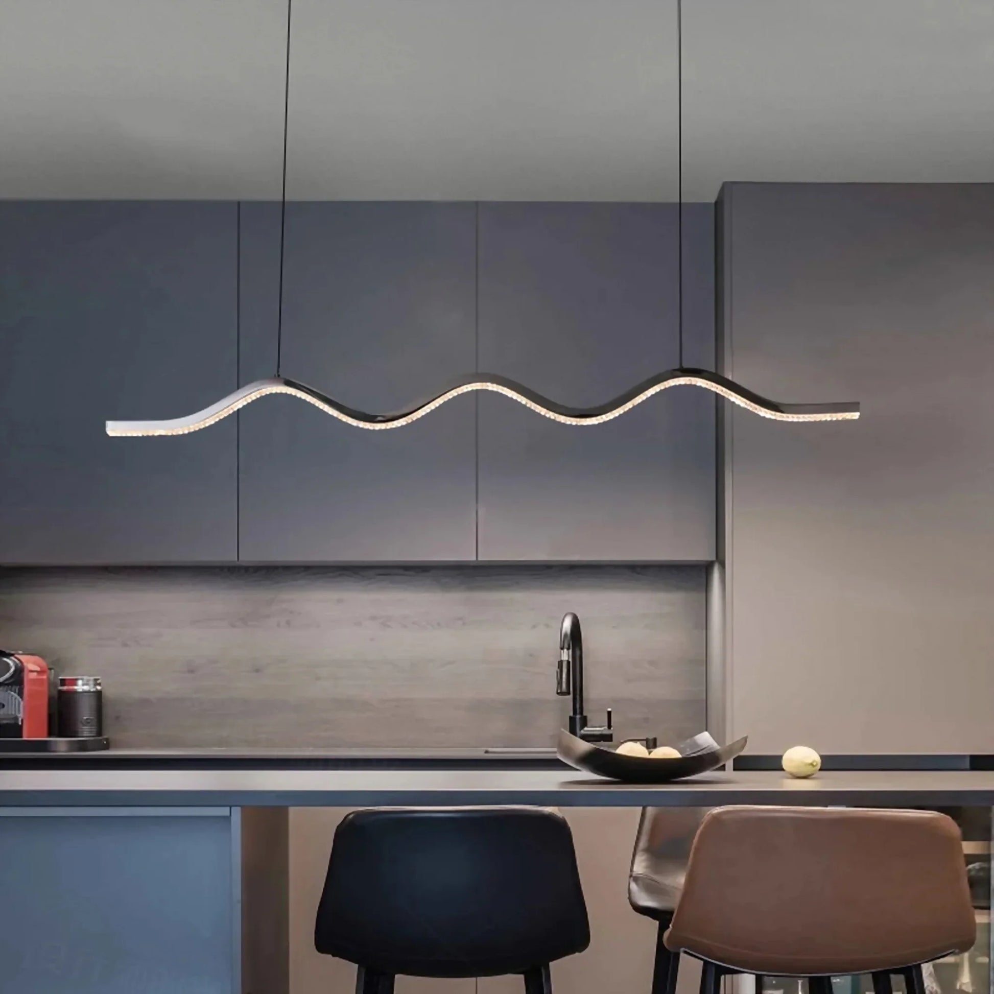 Cordovan Wave Pearl Black Pendant Chandelier - Pendant Lights | Lucera Lighting