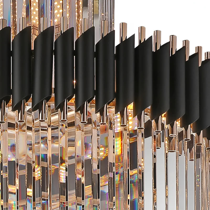 Pumice Black and Gold Crystal Chandelier for Staircase - Chandeliers | Lucera Lighting