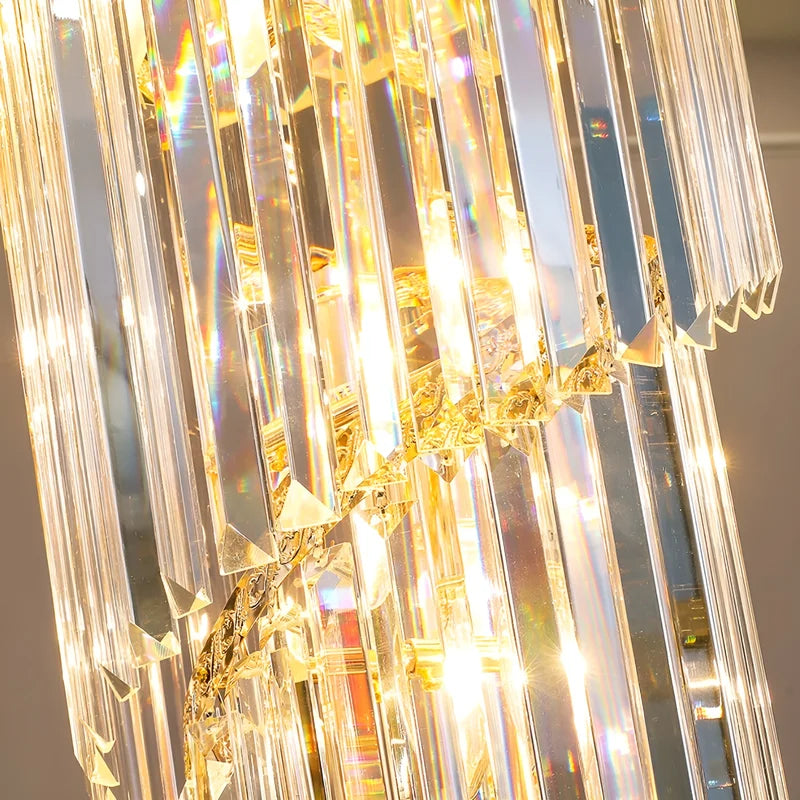 Pumice Black and Gold Crystal Chandelier for Staircase - Chandeliers | Lucera Lighting