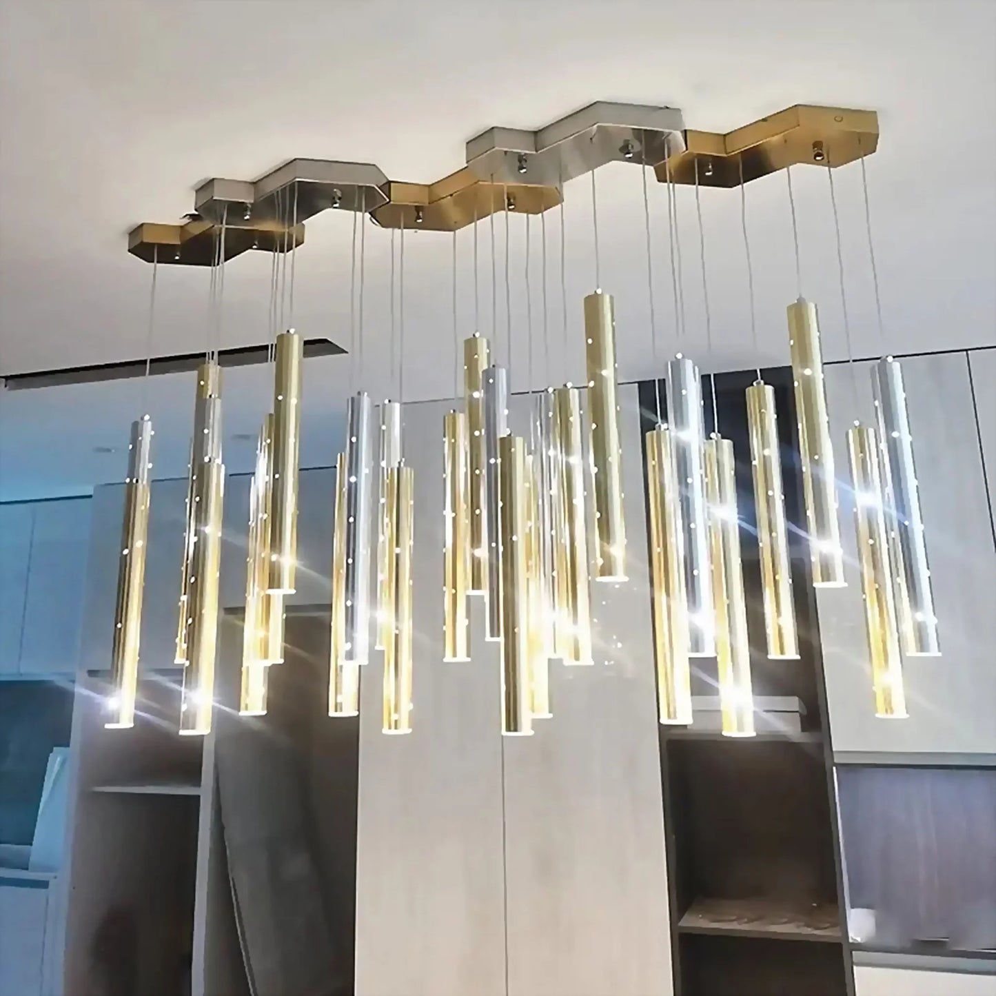Carmine Magic Star Shining Tubes Pendant Chandelier - Chandeliers | Lucera Lighting