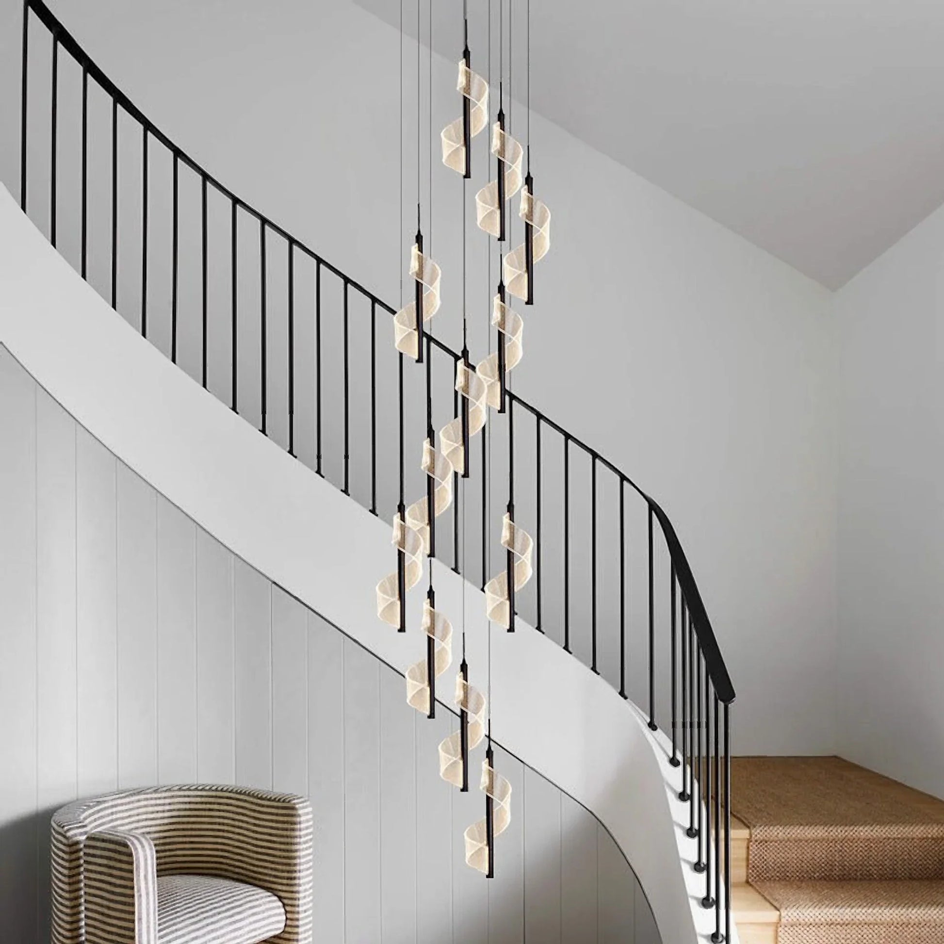Vael Long Spiral LED Pendant Chandelier - Chandeliers | Lucera Lighting
